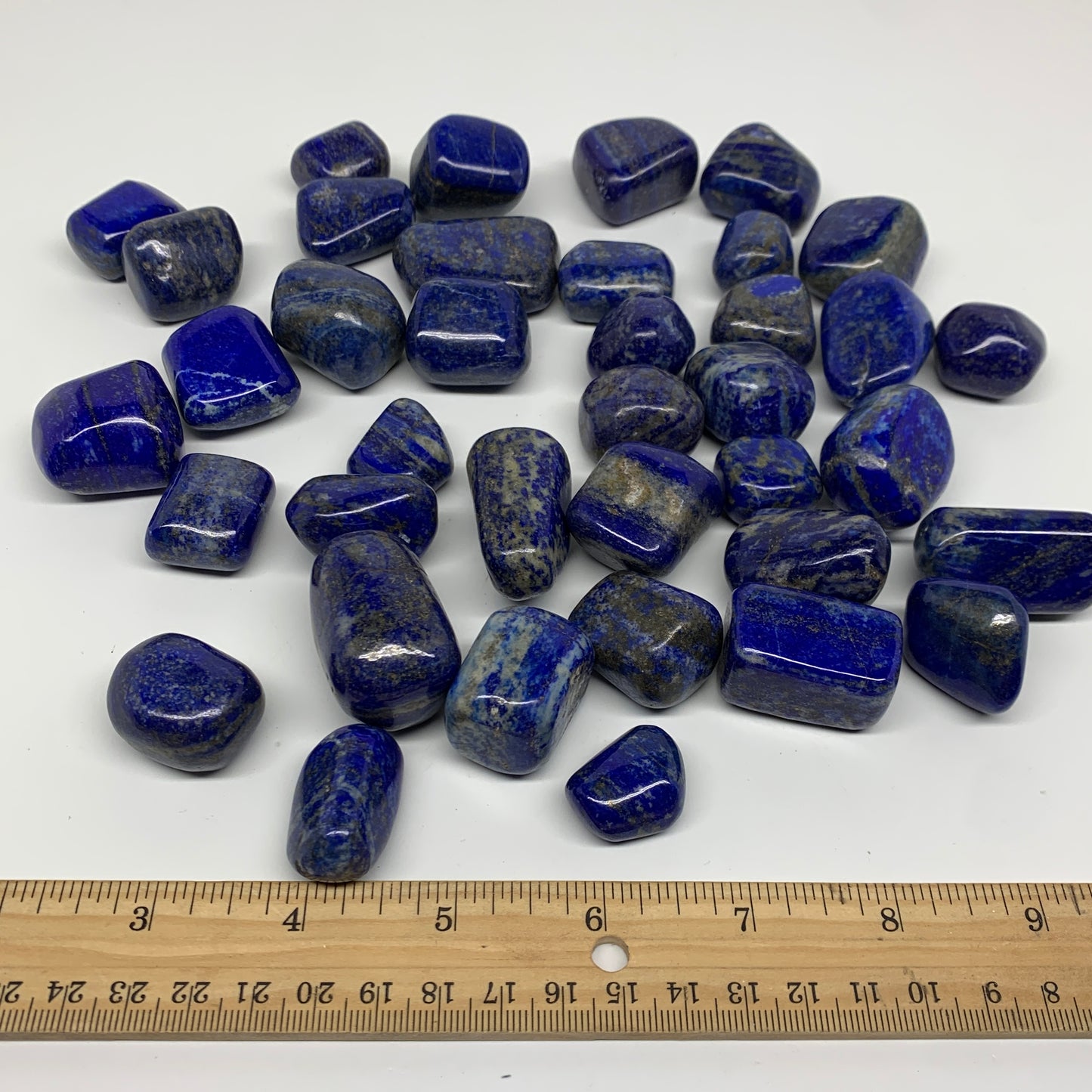 2.2 lb, 0.9"-1.7", 38 pcs, Lapis Lazuli Tumbled Stone Polished, B36971