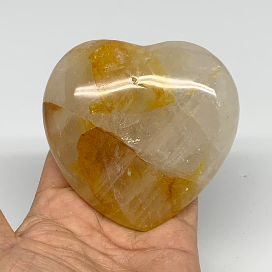 345g, 3.4"x3.5"x1.2" Yellow Healing Quartz Heart Crystal @Madagascar, B30548