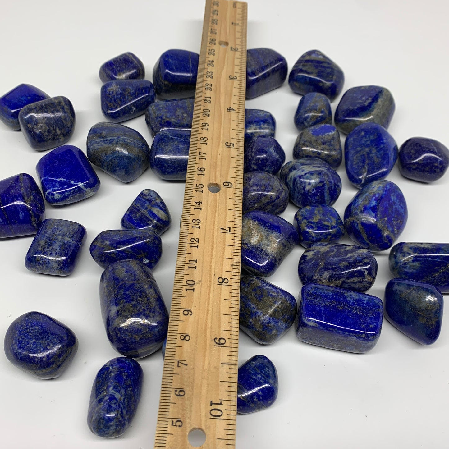 2.2 lb, 0.9"-1.7", 38 pcs, Lapis Lazuli Tumbled Stone Polished, B36971