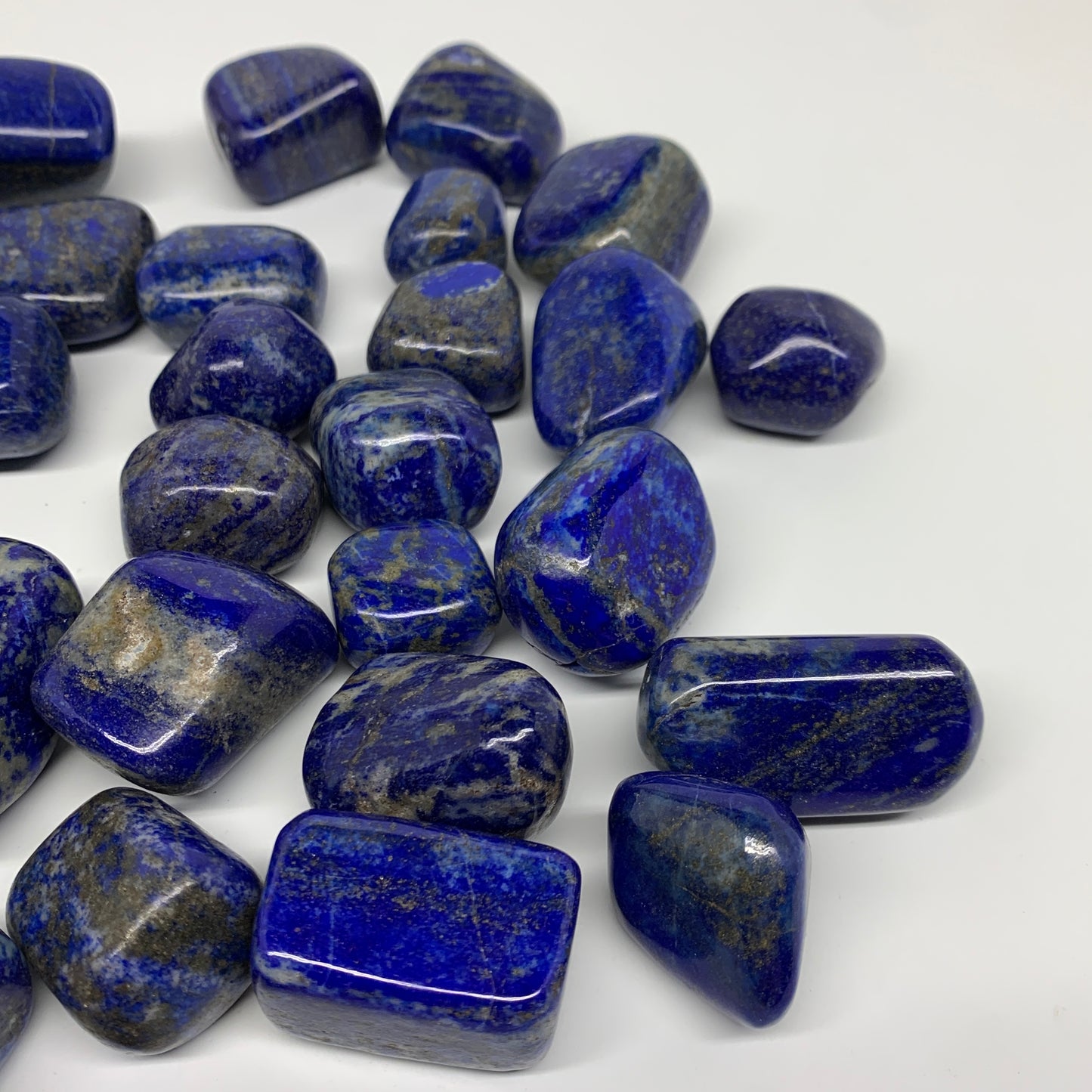 2.2 lb, 0.9"-1.7", 38 pcs, Lapis Lazuli Tumbled Stone Polished, B36971