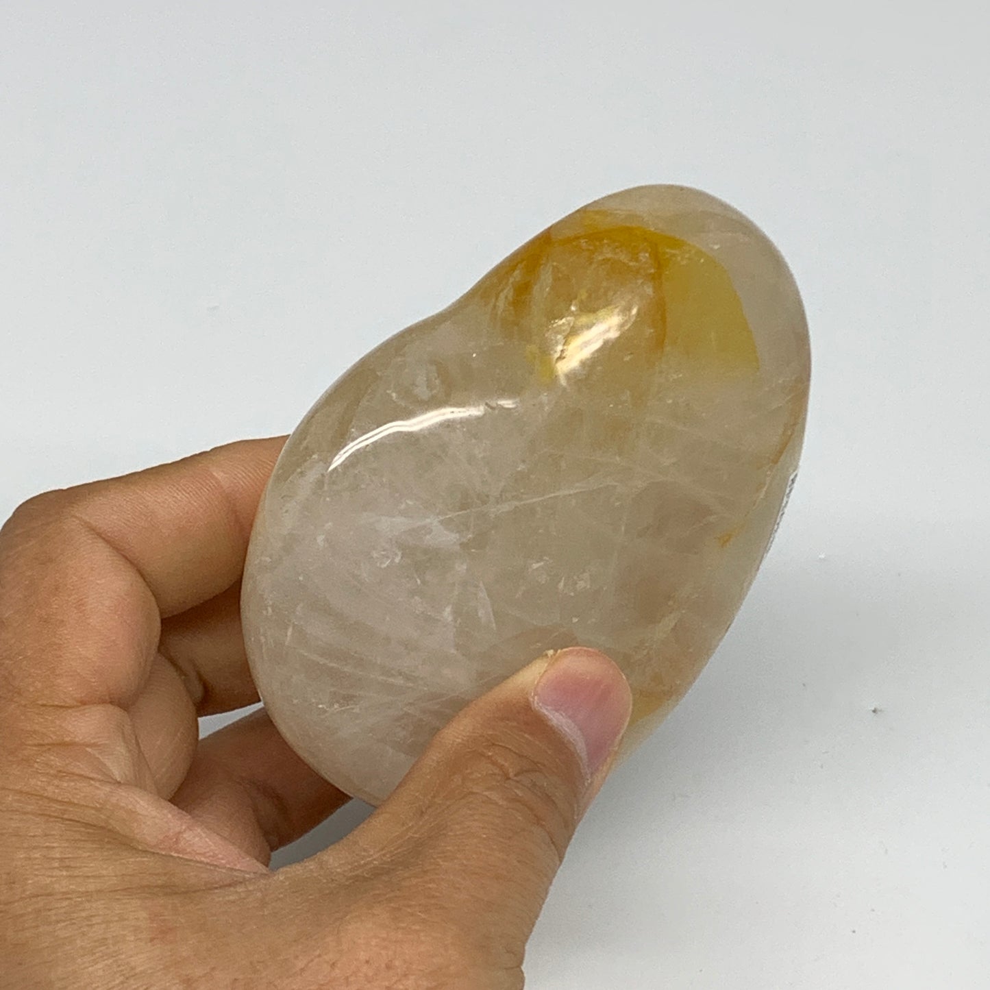 345g, 3.4"x3.5"x1.2" Yellow Healing Quartz Heart Crystal @Madagascar, B30548
