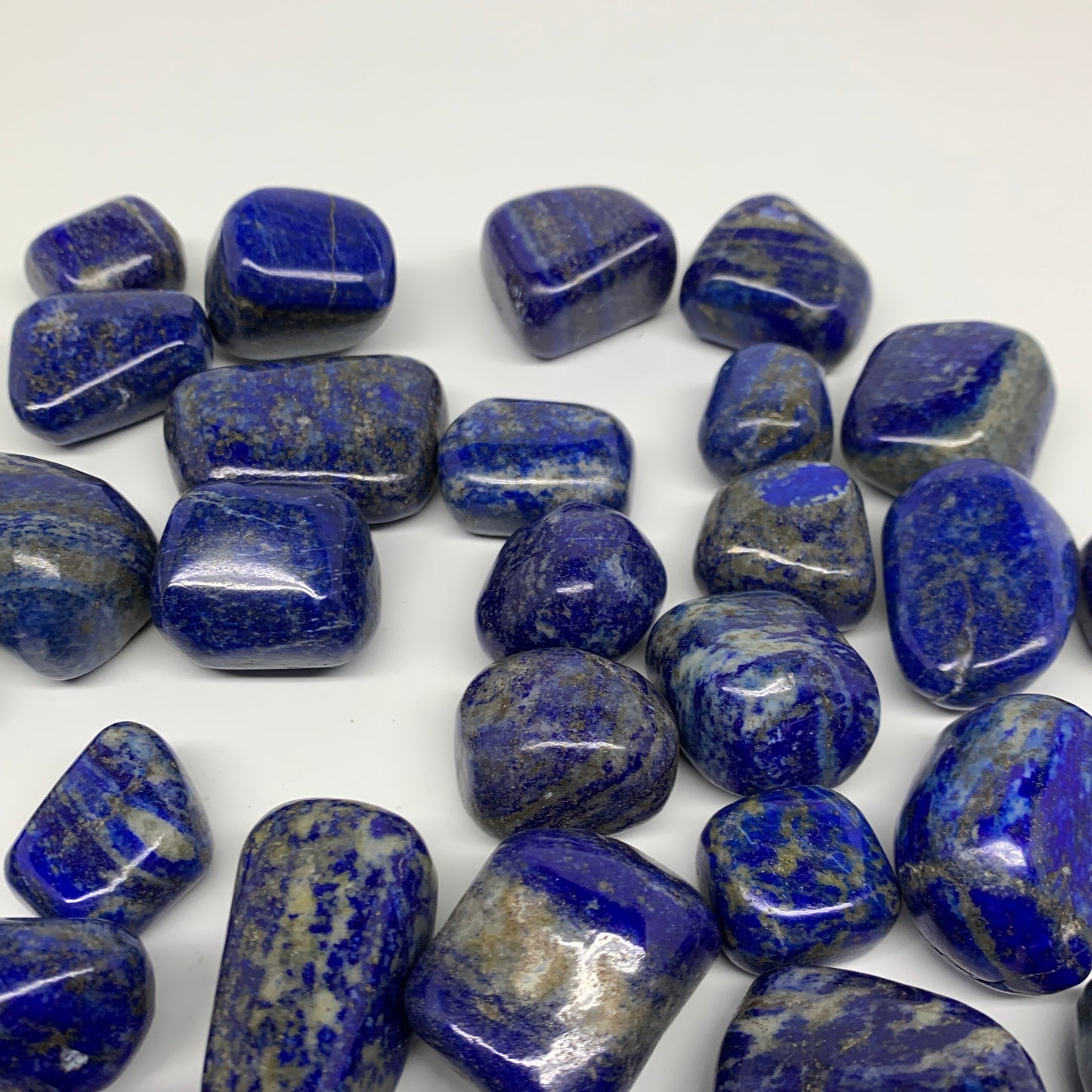 2.2 lb, 0.9"-1.7", 38 pcs, Lapis Lazuli Tumbled Stone Polished, B36971