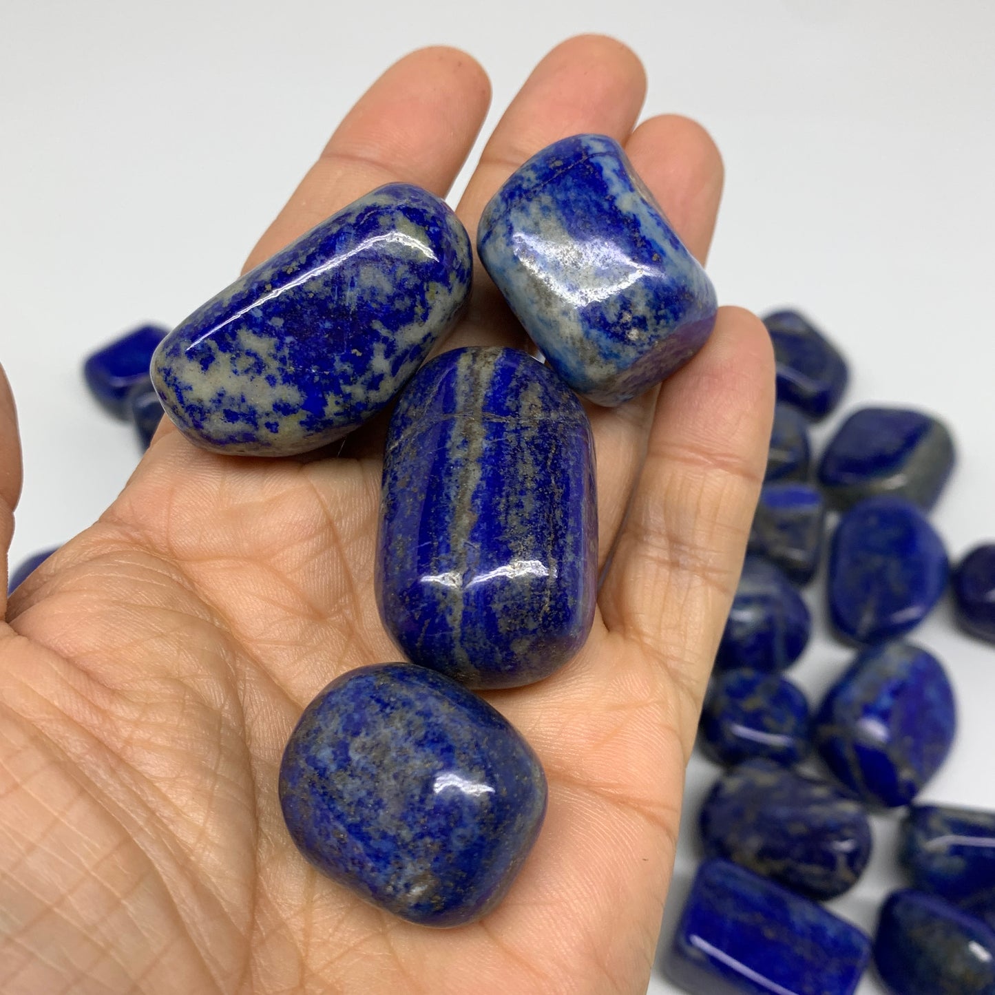 2.2 lb, 0.9"-1.7", 38 pcs, Lapis Lazuli Tumbled Stone Polished, B36971