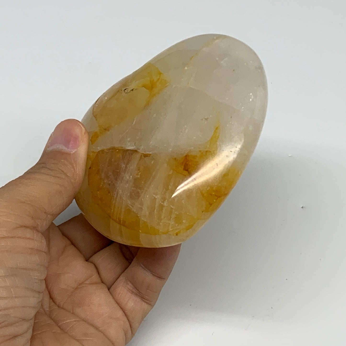 345g, 3.4"x3.5"x1.2" Yellow Healing Quartz Heart Crystal @Madagascar, B30548