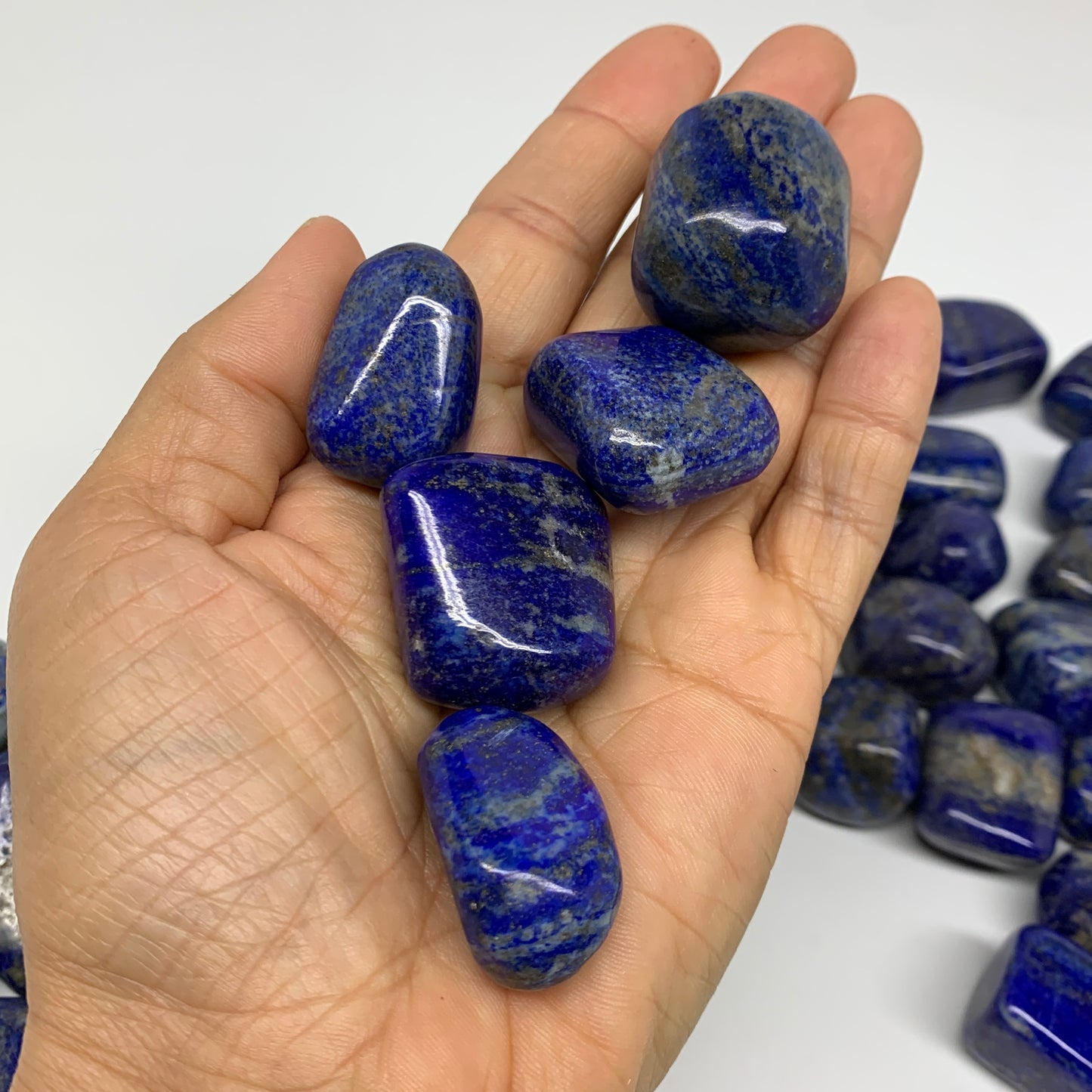 2.2 lb, 0.9"-1.7", 38 pcs, Lapis Lazuli Tumbled Stone Polished, B36971