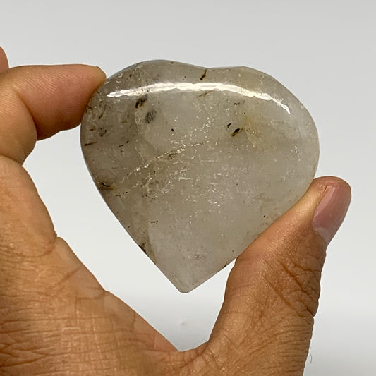 67.5g, 2"x2"x0.7", Natural Small Rutile Quartz Crystal Heart Reiki, B28305
