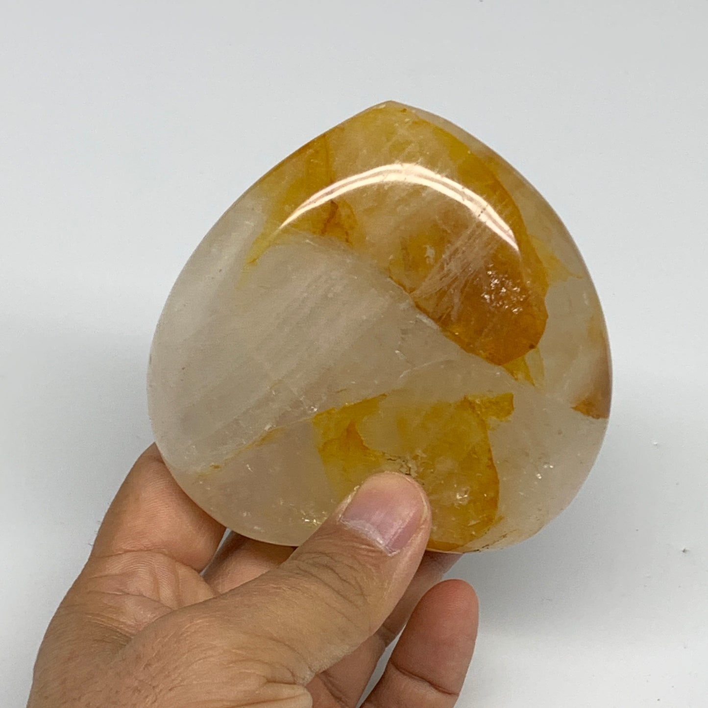 345g, 3.4"x3.5"x1.2" Yellow Healing Quartz Heart Crystal @Madagascar, B30548
