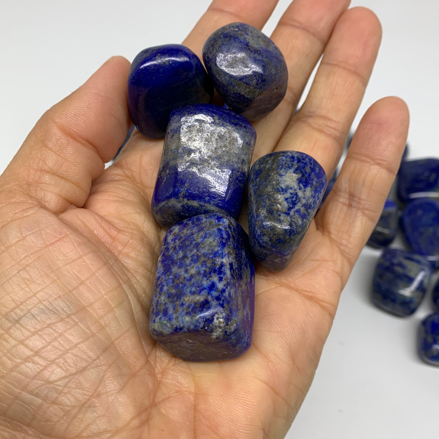 2.2 lb, 0.9"-1.7", 38 pcs, Lapis Lazuli Tumbled Stone Polished, B36971