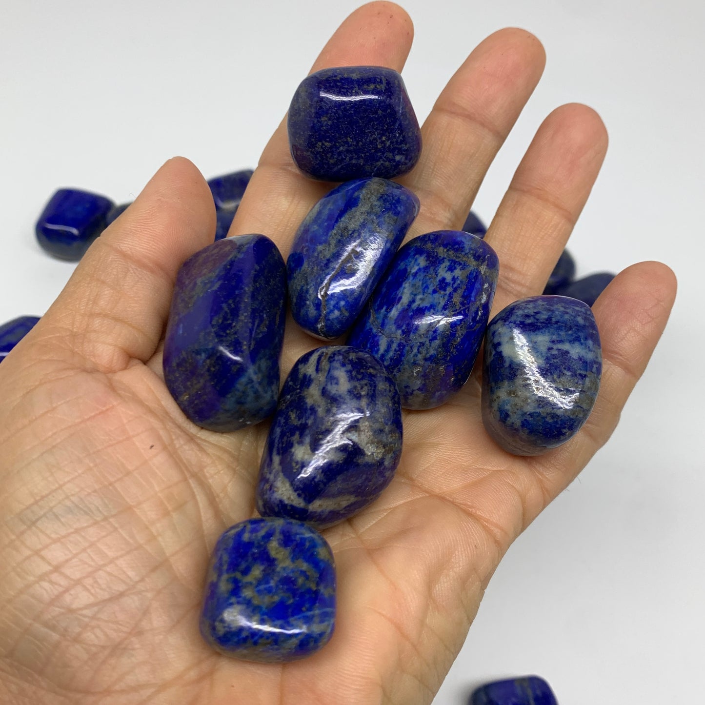 2.2 lb, 0.9"-1.7", 38 pcs, Lapis Lazuli Tumbled Stone Polished, B36971