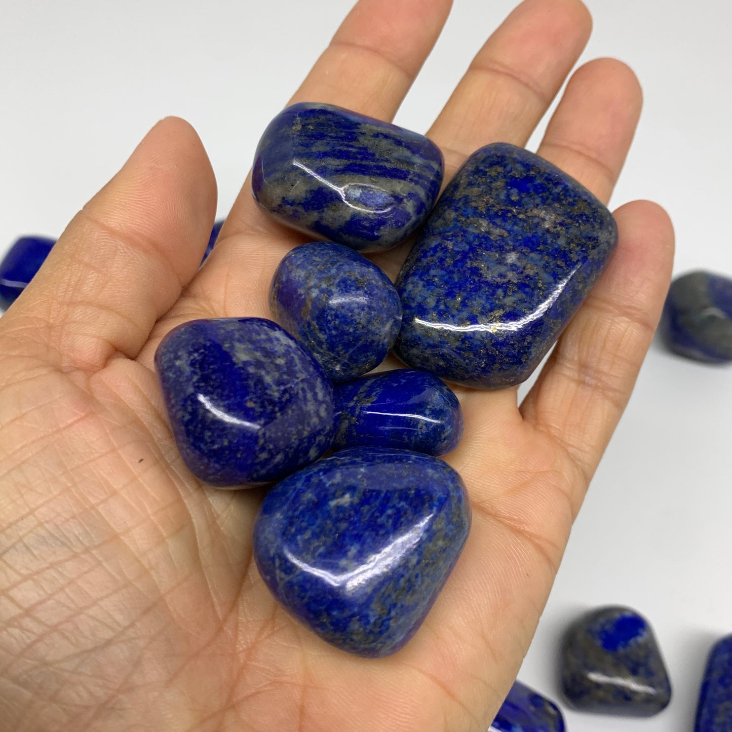 2.2 lb, 0.9"-1.7", 38 pcs, Lapis Lazuli Tumbled Stone Polished, B36971