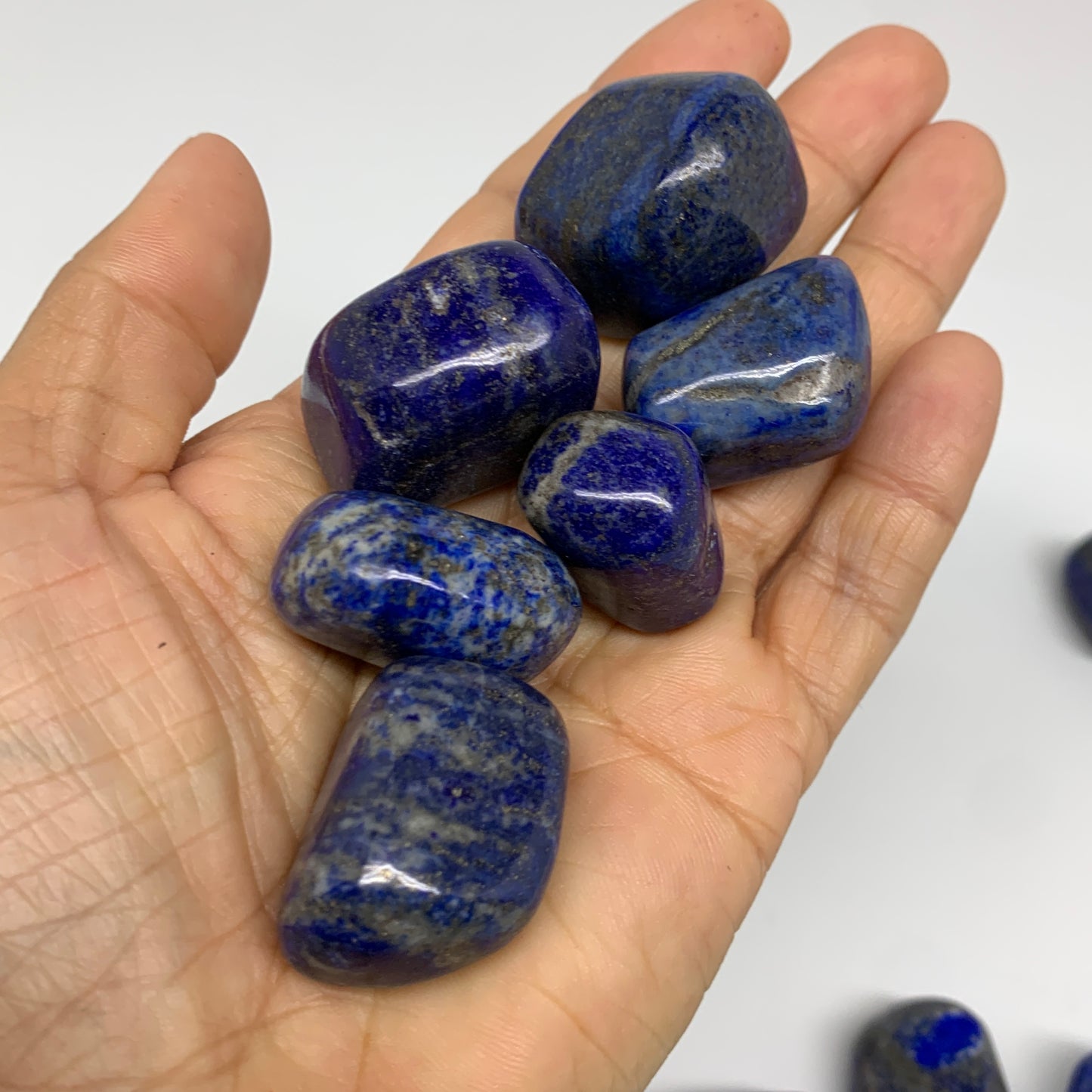 2.2 lb, 0.9"-1.7", 38 pcs, Lapis Lazuli Tumbled Stone Polished, B36971