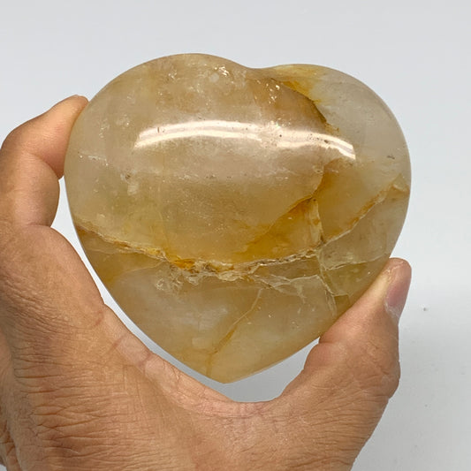 290.2g, 3"x3.2"x1.4" Yellow Healing Quartz Heart Crystal @Madagascar, B30549
