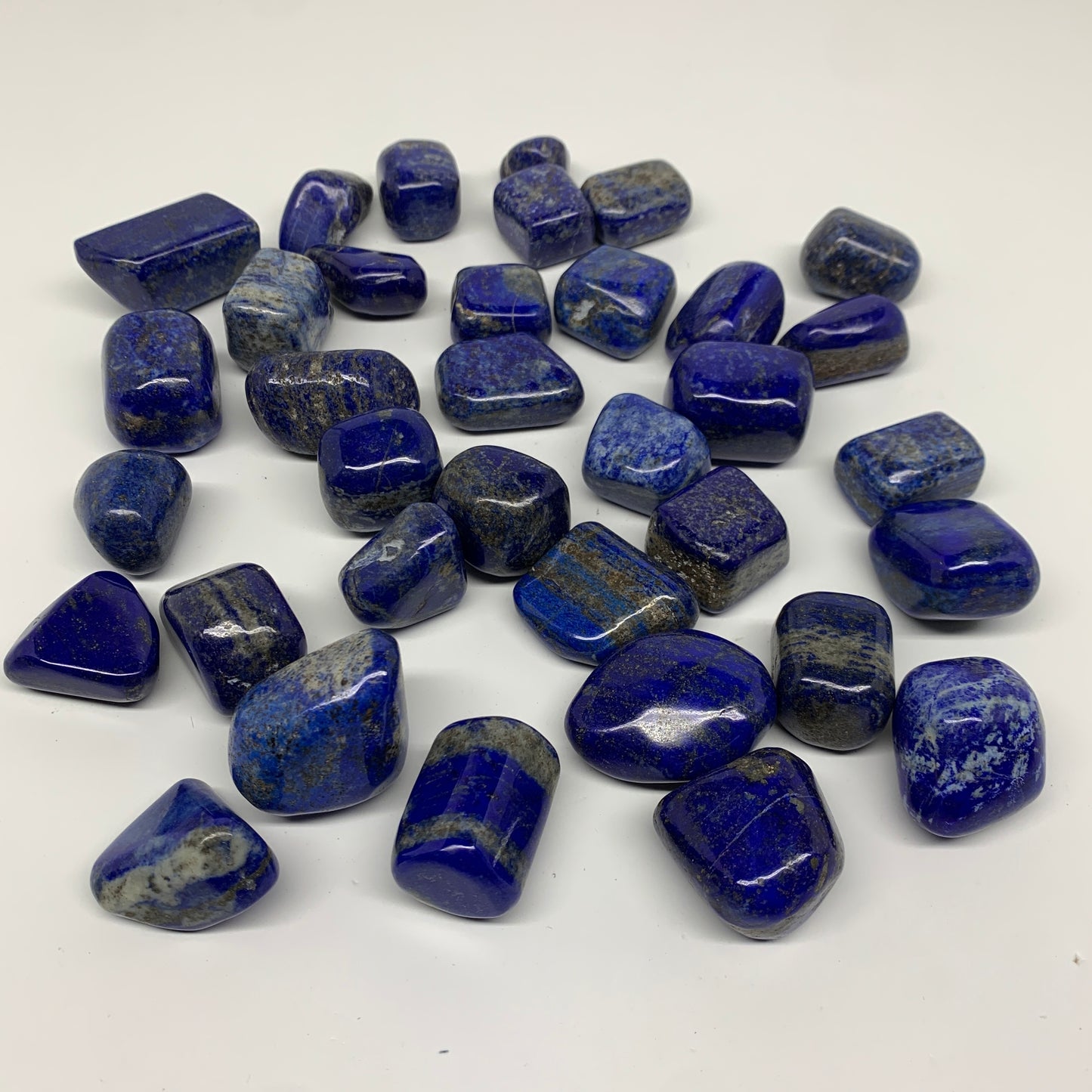 2.2 lb, 0.8"-1.6", 35 pcs, Lapis Lazuli Tumbled Stone Polished, B36972