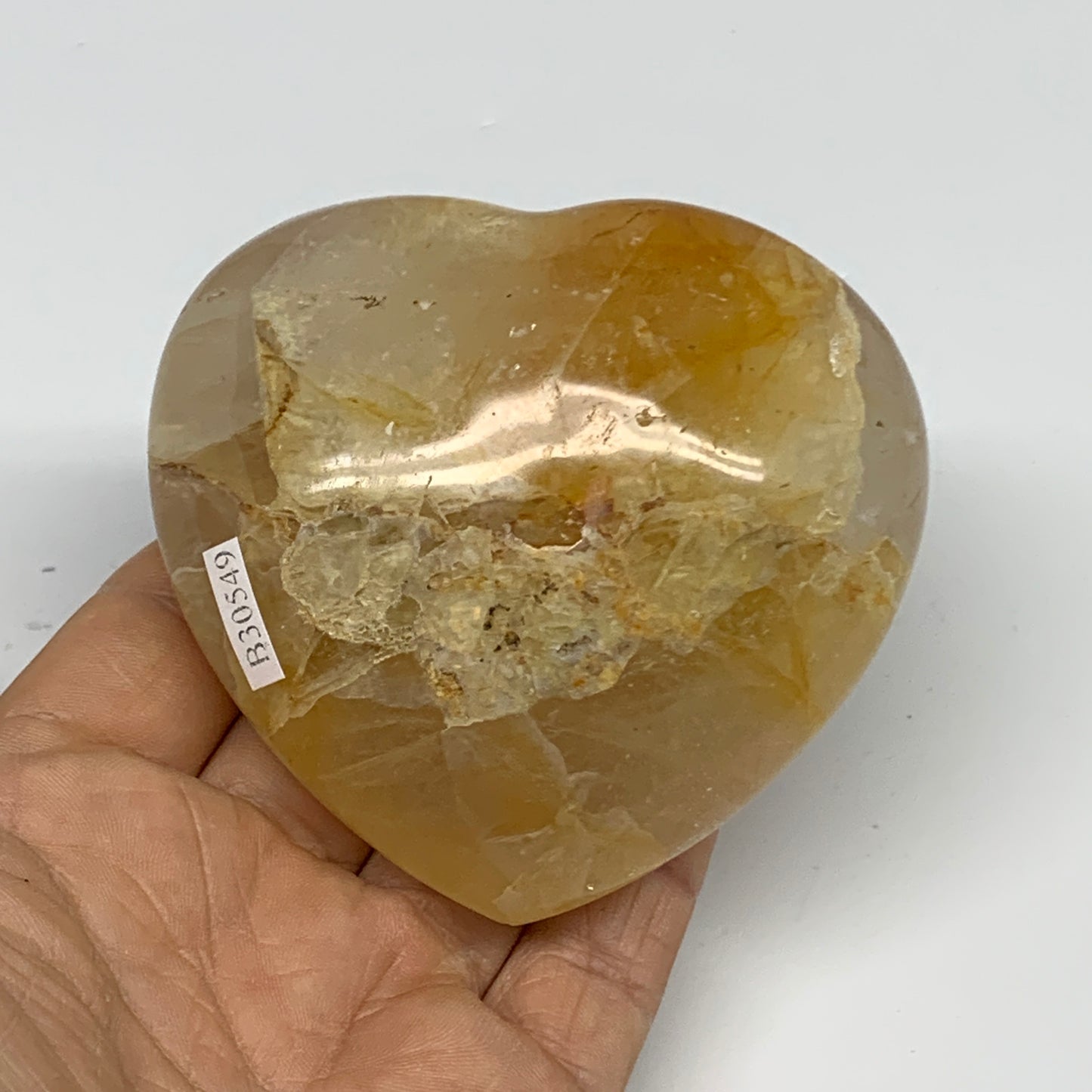 290.2g, 3"x3.2"x1.4" Yellow Healing Quartz Heart Crystal @Madagascar, B30549