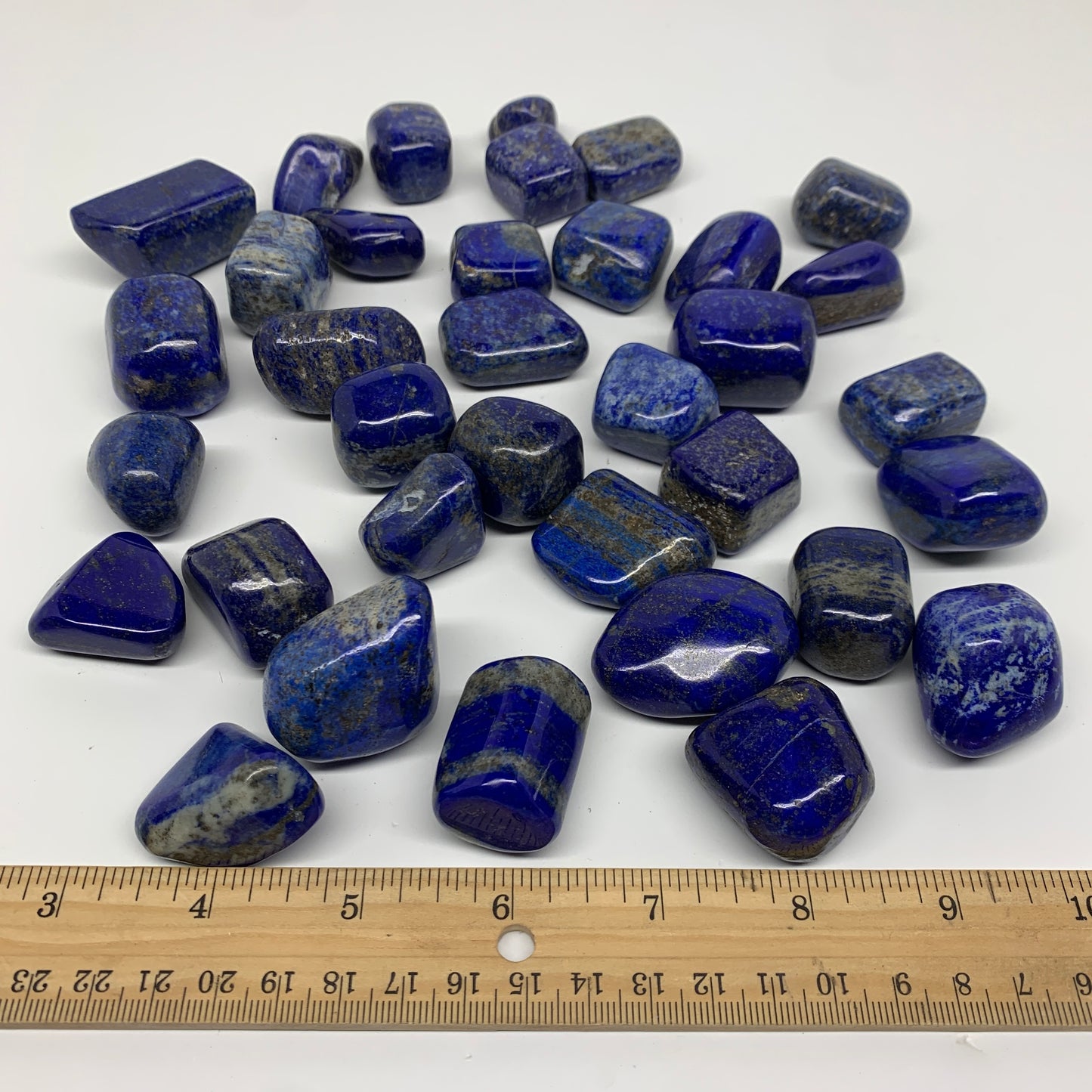 2.2 lb, 0.8"-1.6", 35 pcs, Lapis Lazuli Tumbled Stone Polished, B36972