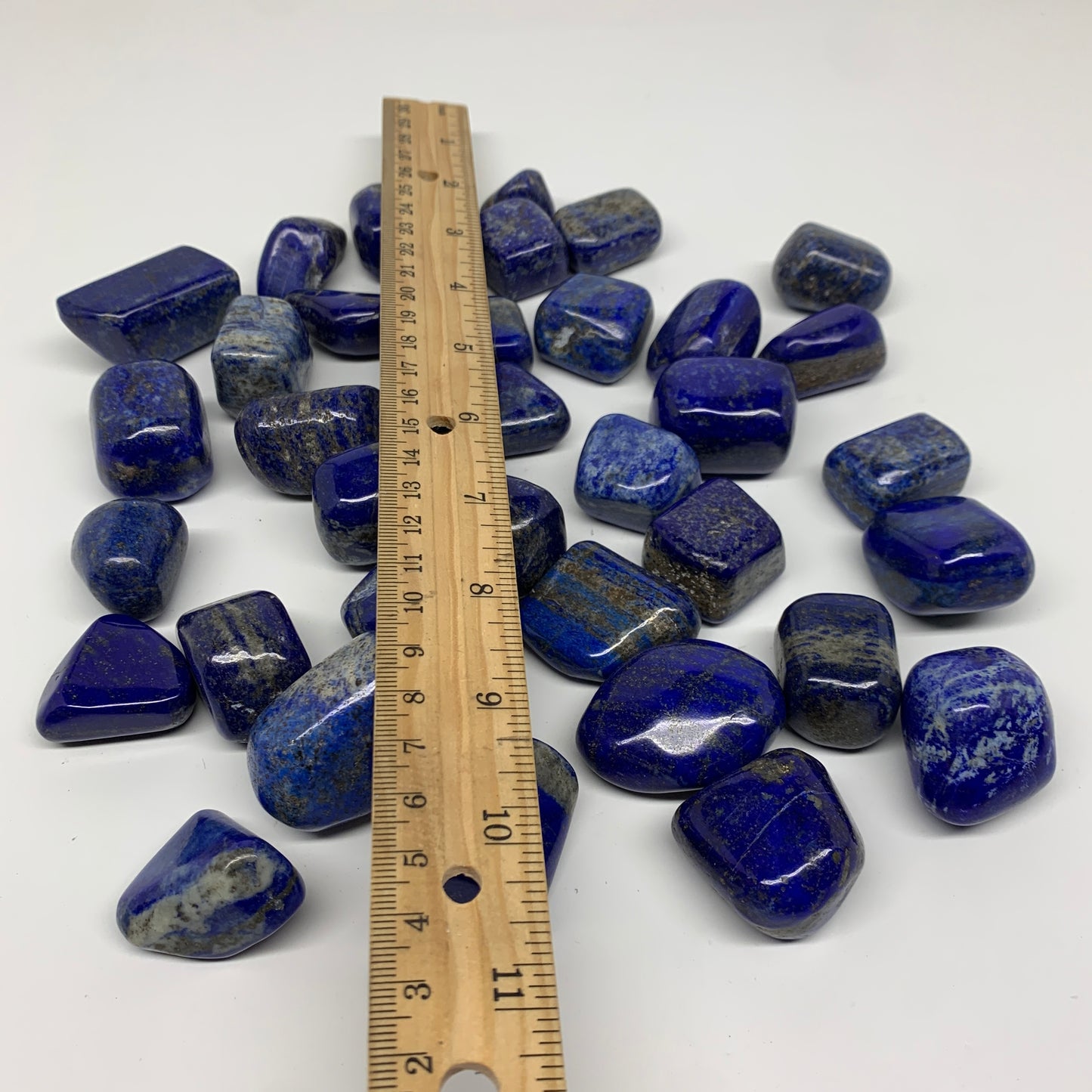 2.2 lb, 0.8"-1.6", 35 pcs, Lapis Lazuli Tumbled Stone Polished, B36972