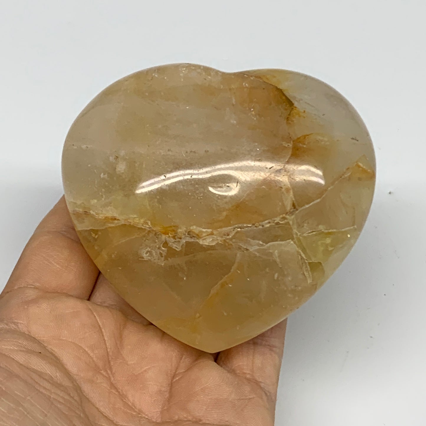 290.2g, 3"x3.2"x1.4" Yellow Healing Quartz Heart Crystal @Madagascar, B30549