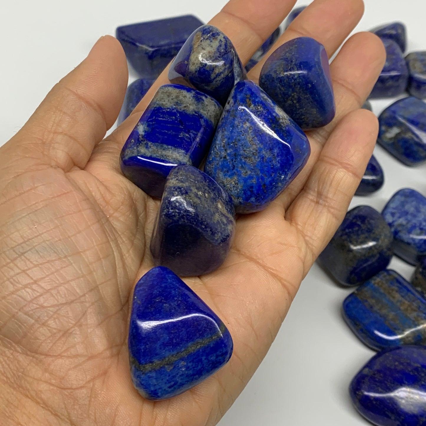 2.2 lb, 0.8"-1.6", 35 pcs, Lapis Lazuli Tumbled Stone Polished, B36972
