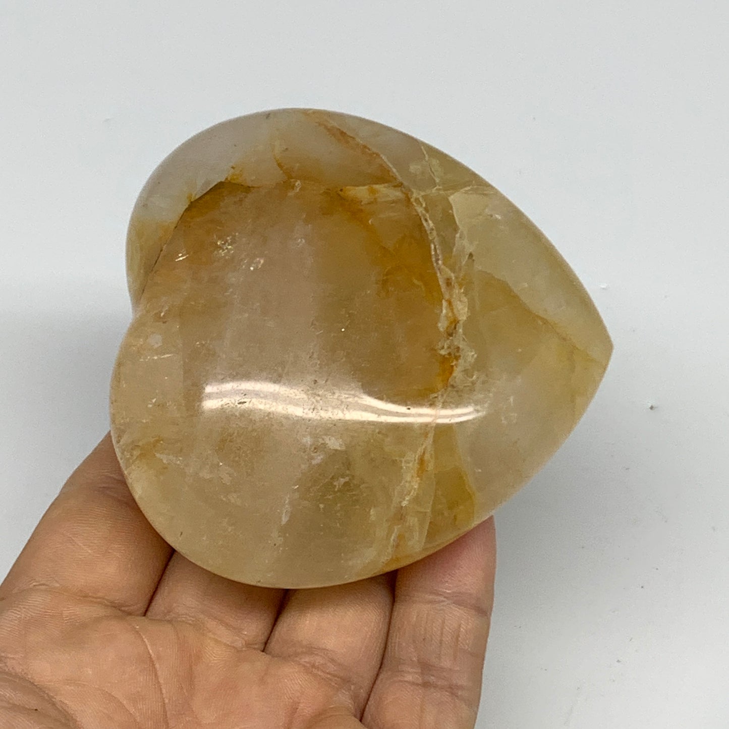 290.2g, 3"x3.2"x1.4" Yellow Healing Quartz Heart Crystal @Madagascar, B30549