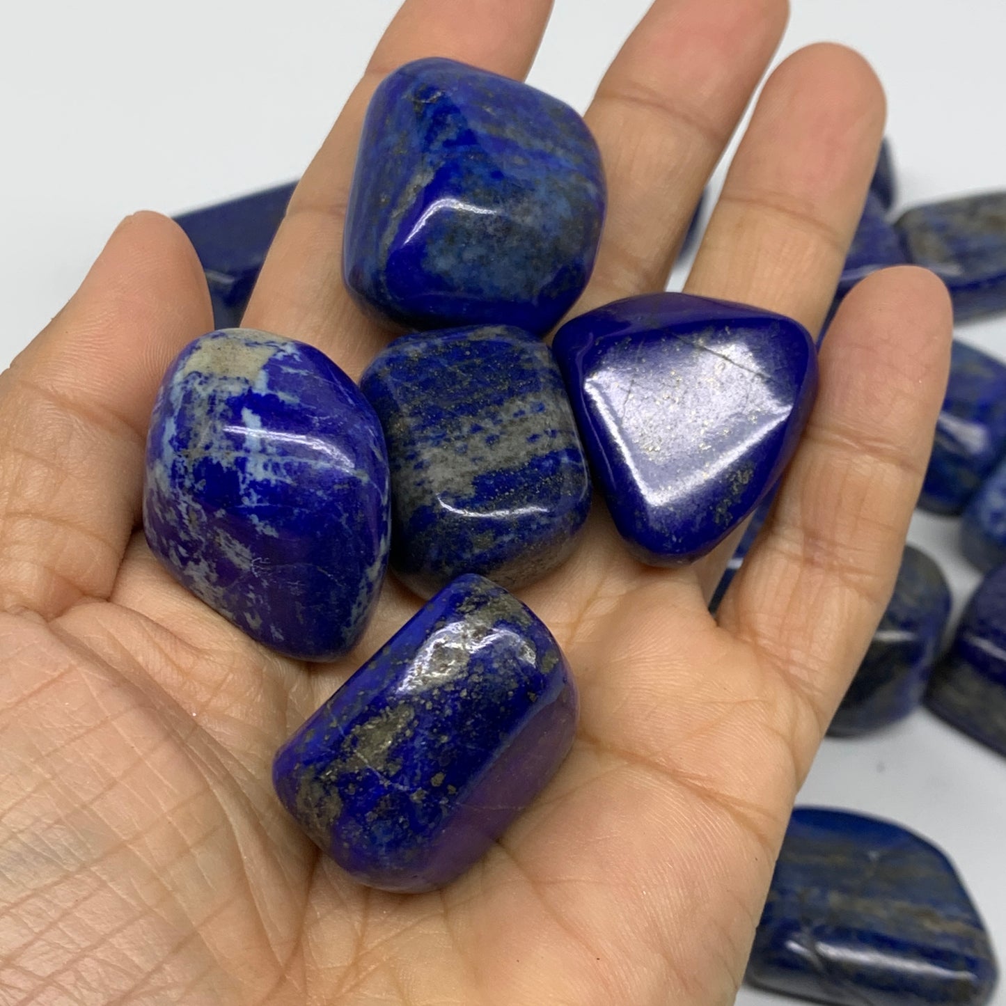 2.2 lb, 0.8"-1.6", 35 pcs, Lapis Lazuli Tumbled Stone Polished, B36972
