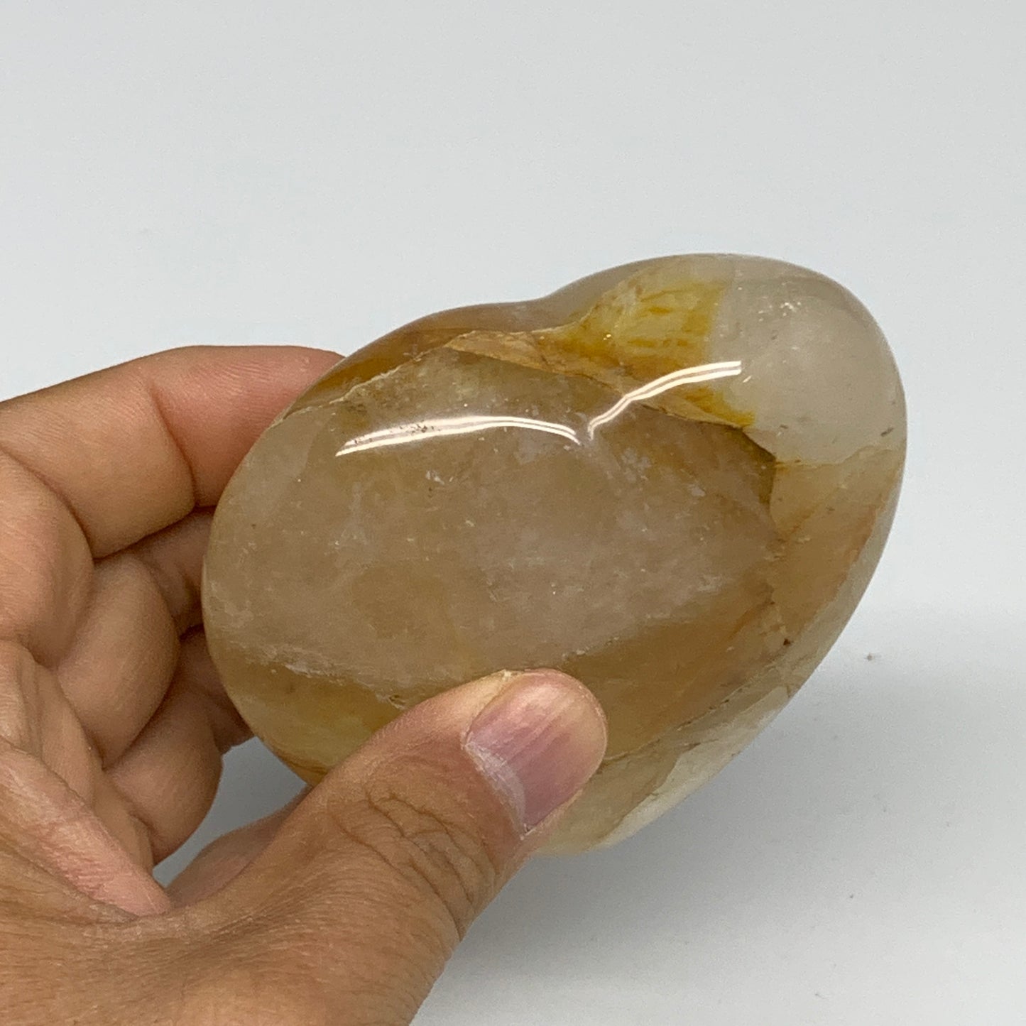 290.2g, 3"x3.2"x1.4" Yellow Healing Quartz Heart Crystal @Madagascar, B30549