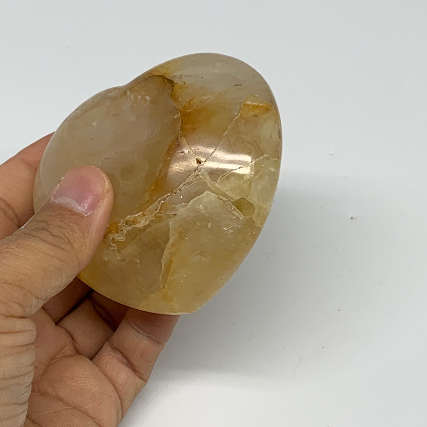 290.2g, 3"x3.2"x1.4" Yellow Healing Quartz Heart Crystal @Madagascar, B30549