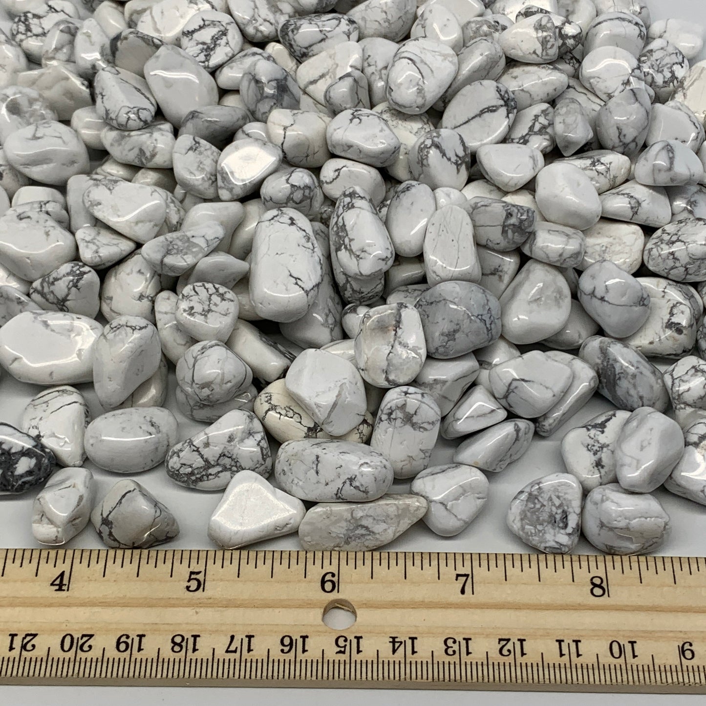 2.2 lbs, 0.5"-1", Howlite Gravel Tumbled Crystal Stones