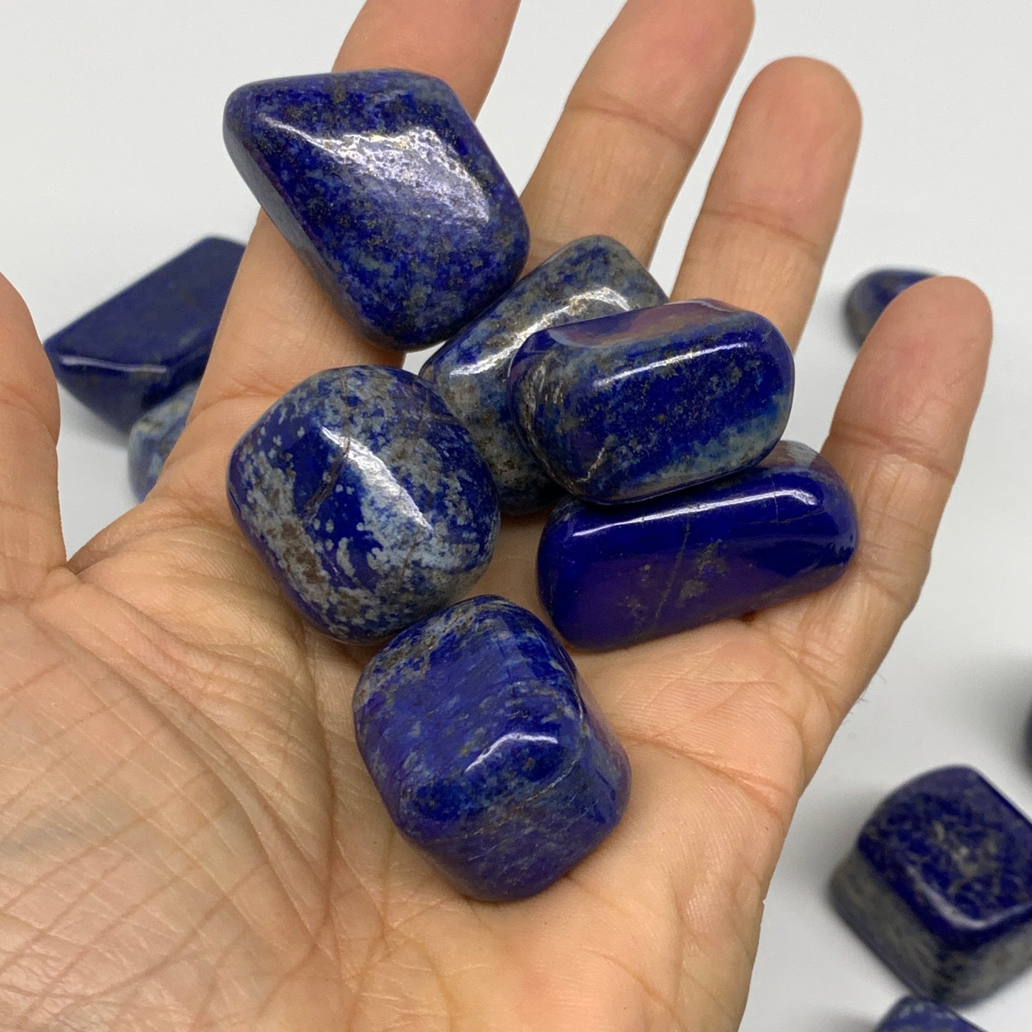 2.2 lb, 0.8"-1.6", 35 pcs, Lapis Lazuli Tumbled Stone Polished, B36972
