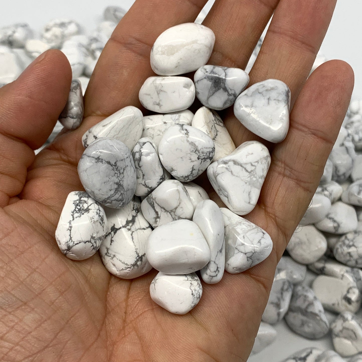 2.2 lbs, 0.5"-1", Howlite Gravel Tumbled Crystal Stones