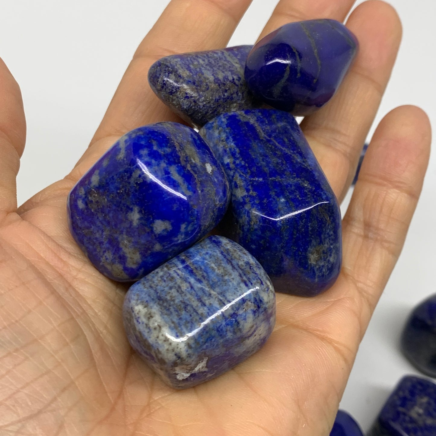 2.2 lb, 0.8"-1.6", 35 pcs, Lapis Lazuli Tumbled Stone Polished, B36972