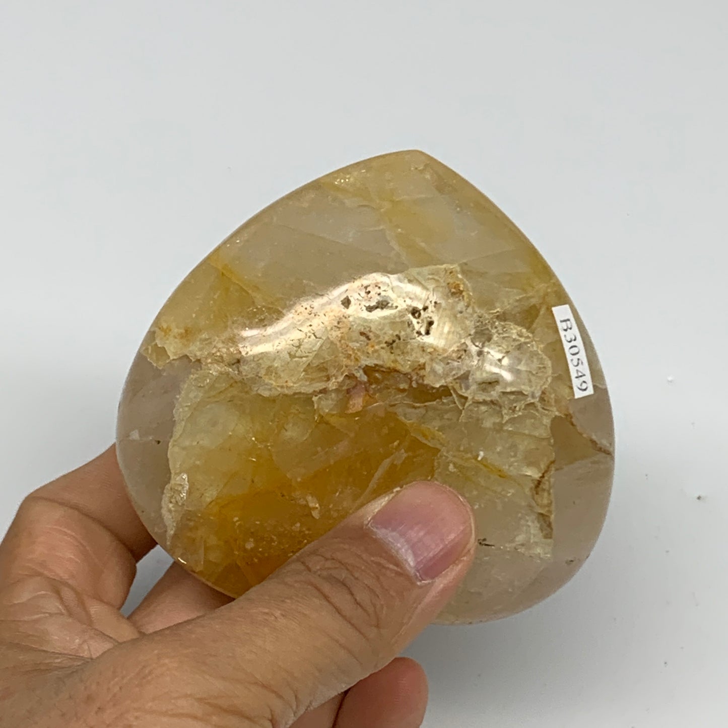 290.2g, 3"x3.2"x1.4" Yellow Healing Quartz Heart Crystal @Madagascar, B30549