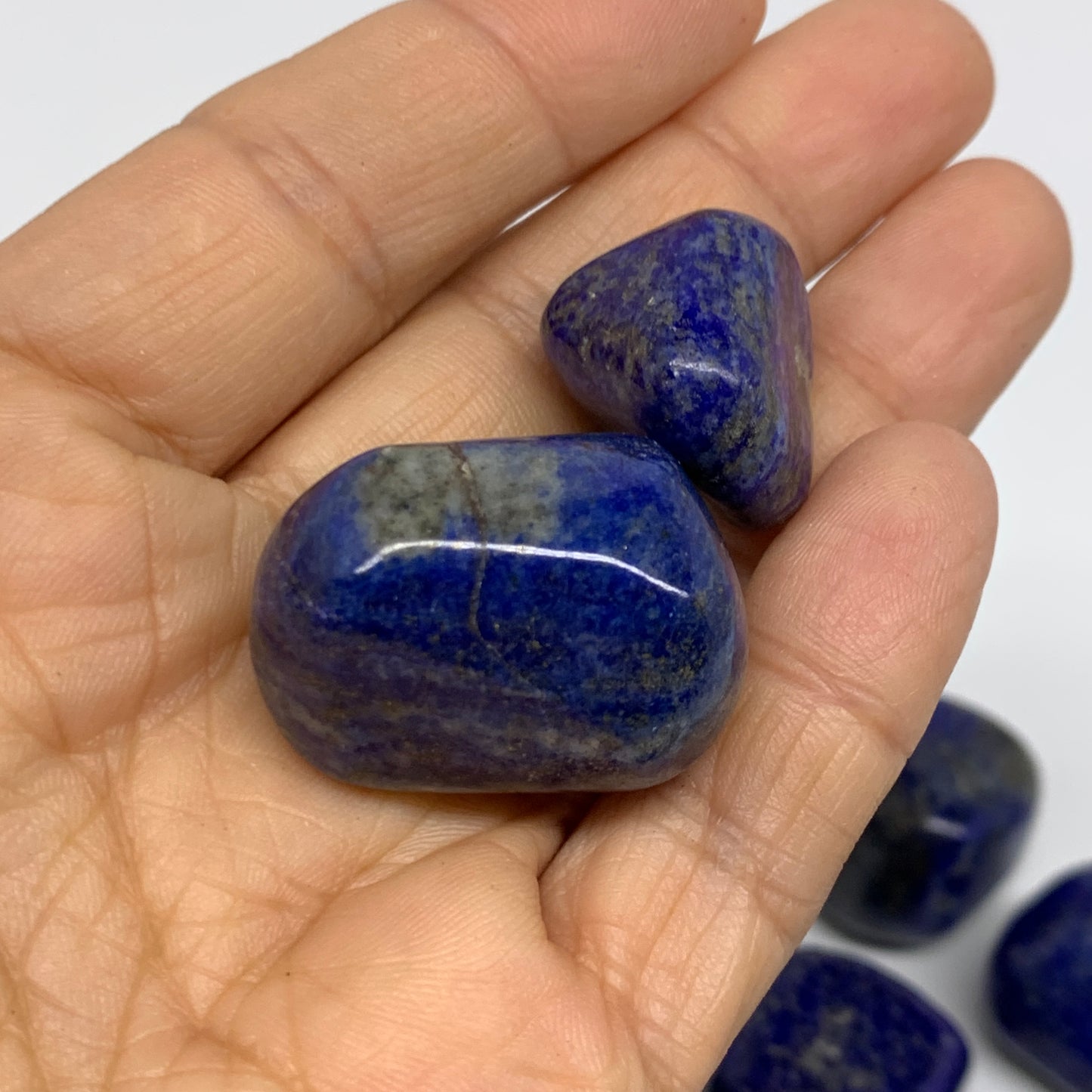 2.2 lb, 0.8"-1.6", 35 pcs, Lapis Lazuli Tumbled Stone Polished, B36972