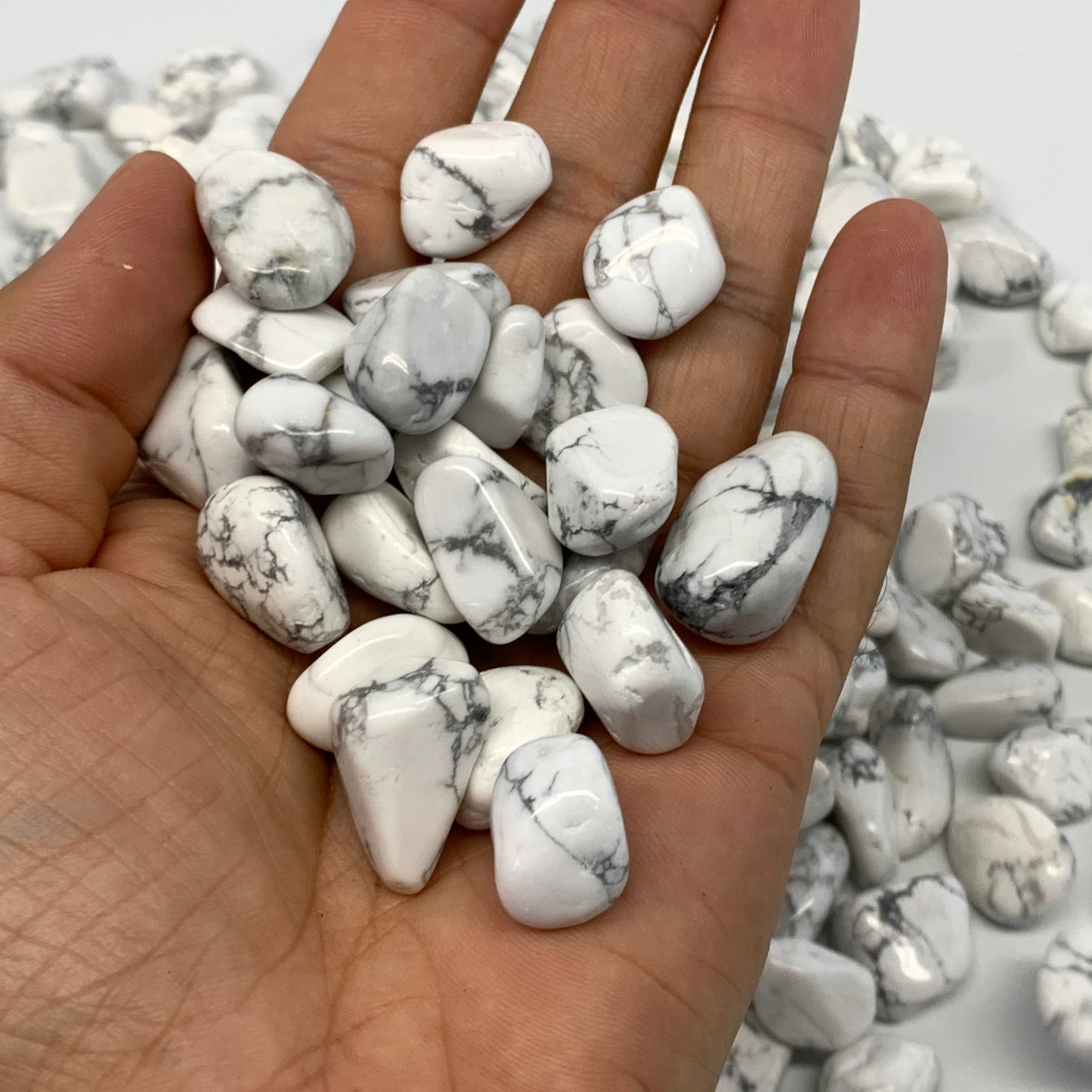 2.2 lbs, 0.5"-1", Howlite Gravel Tumbled Crystal Stones