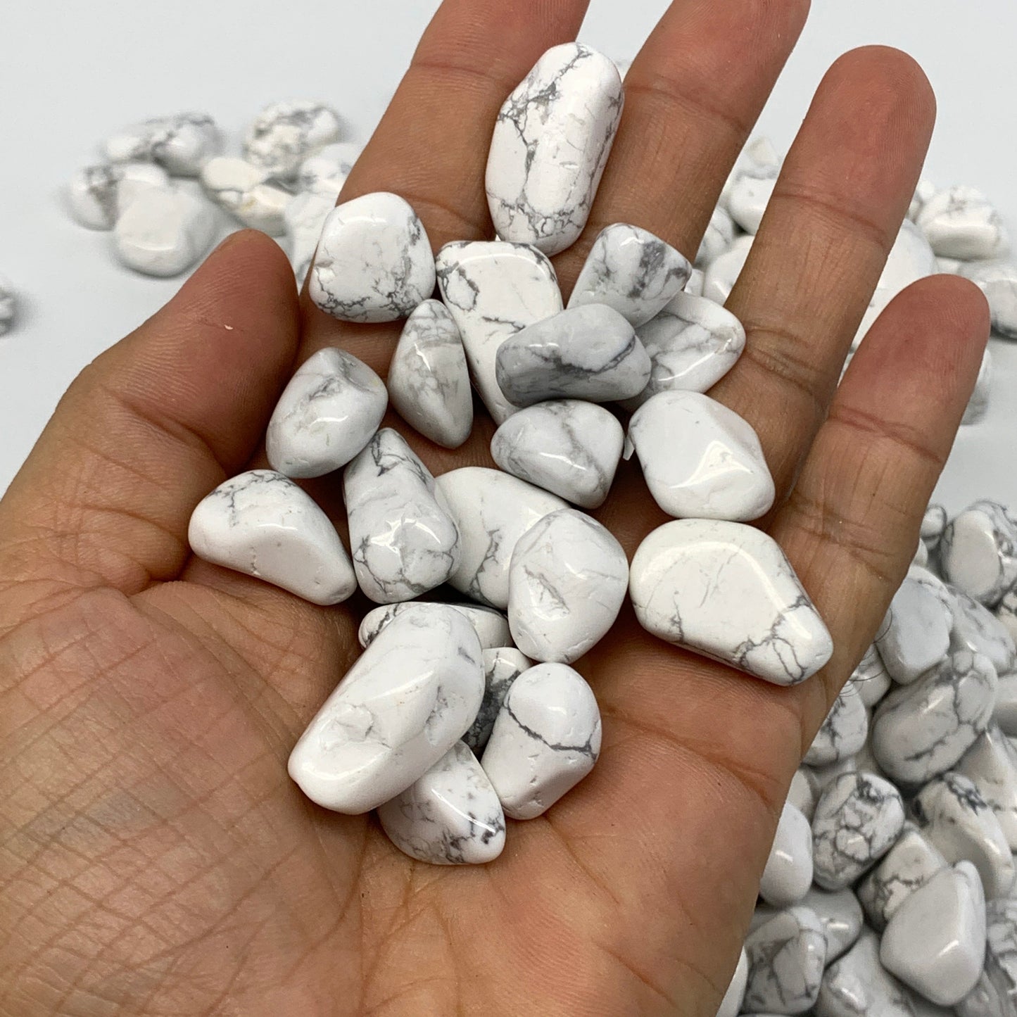 2.2 lbs, 0.5"-1", Howlite Gravel Tumbled Crystal Stones