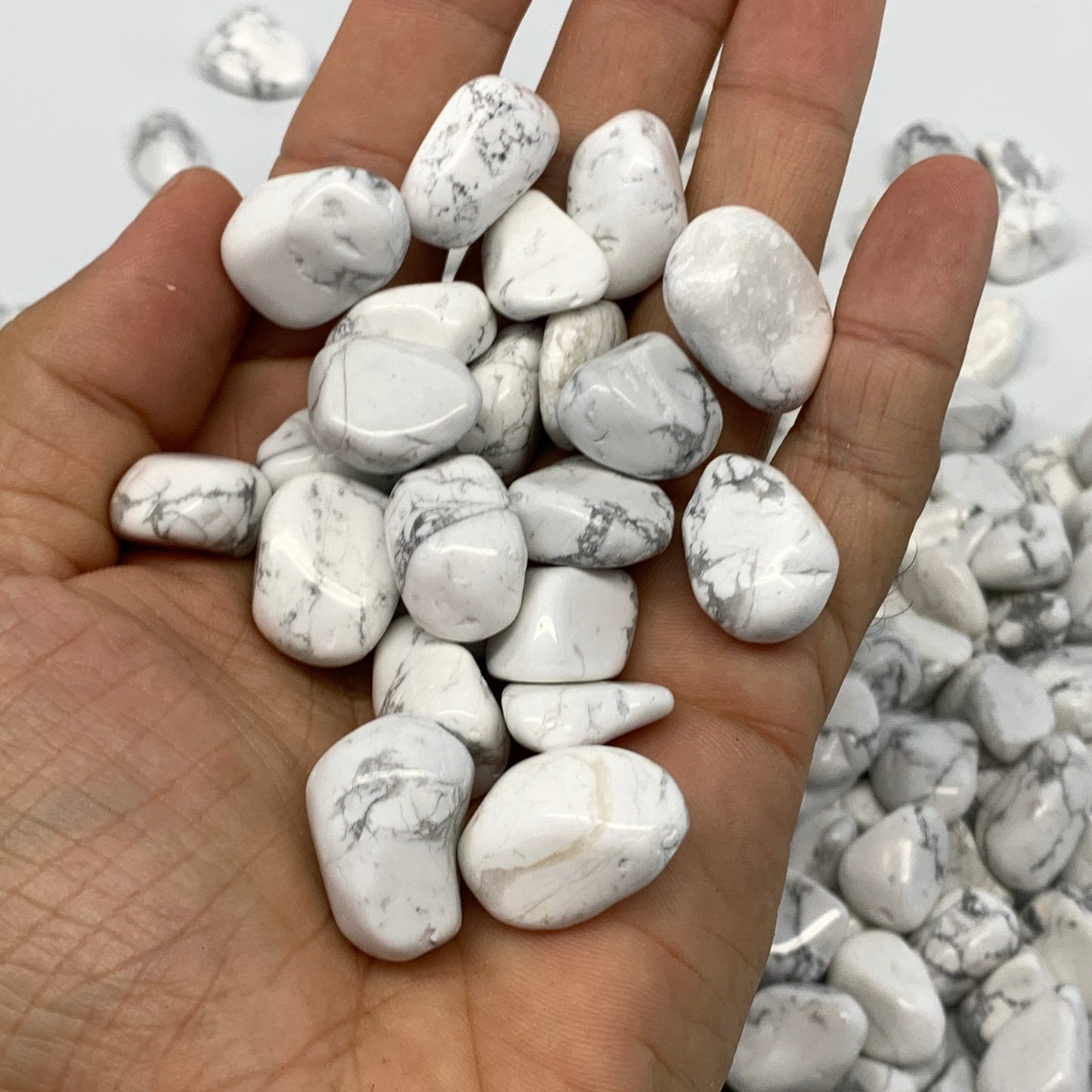 2.2 lbs, 0.5"-1", Howlite Gravel Tumbled Crystal Stones