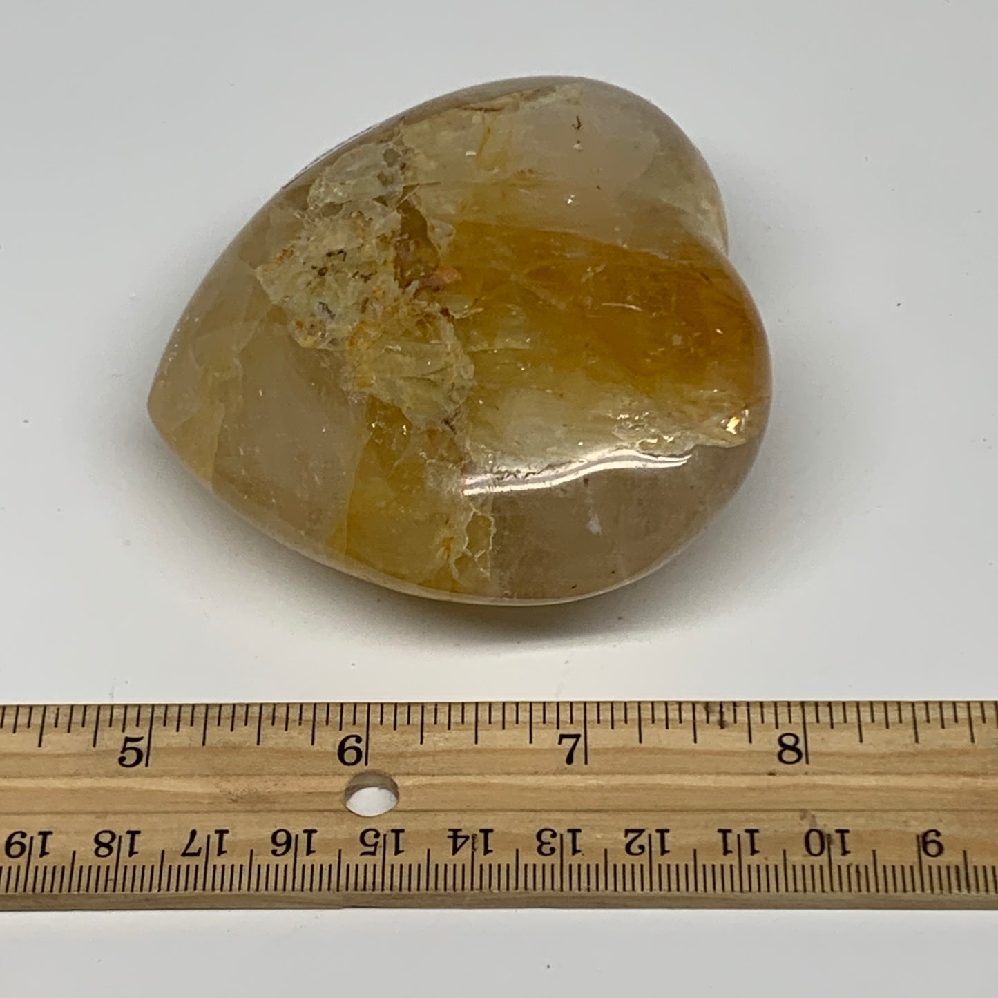 290.2g, 3"x3.2"x1.4" Yellow Healing Quartz Heart Crystal @Madagascar, B30549