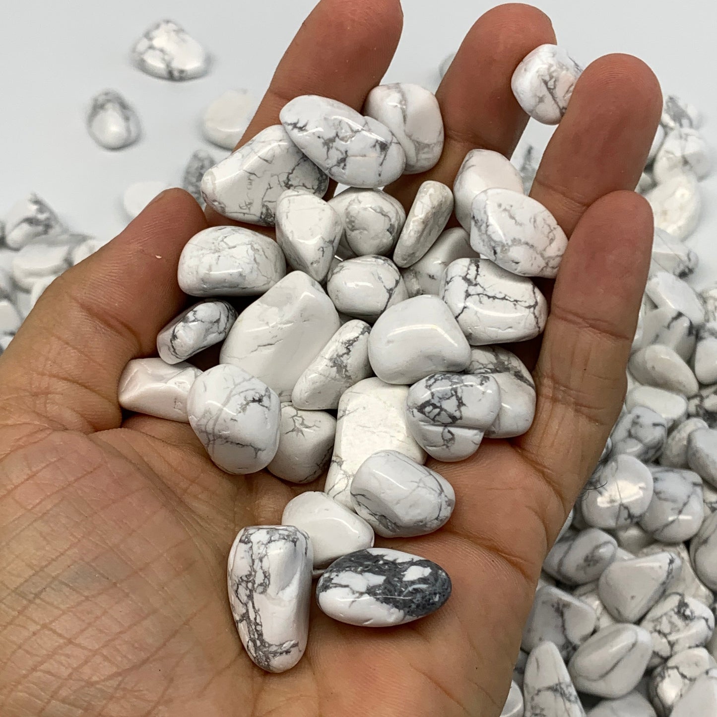2.2 lbs, 0.5"-1", Howlite Gravel Tumbled Crystal Stones