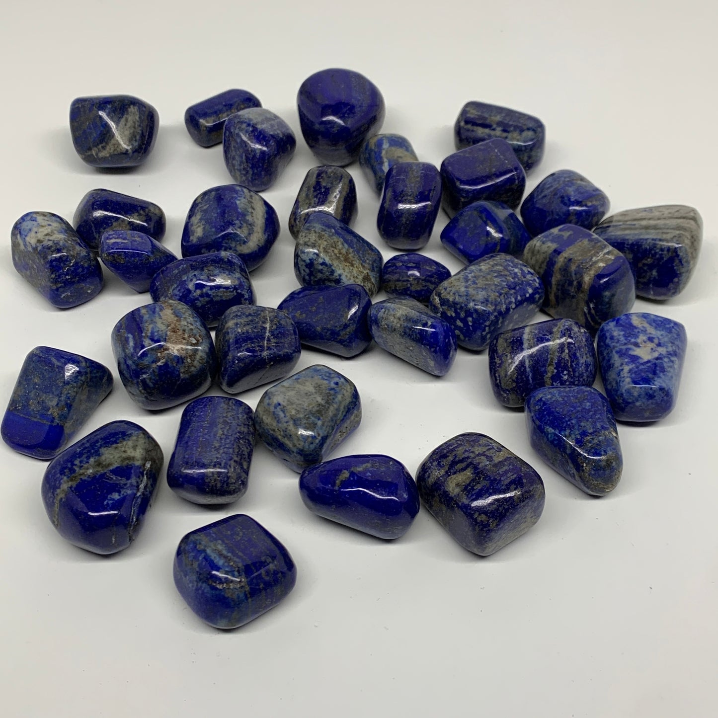 2.2 lb, 0.8"-1.4", 35 pcs, Lapis Lazuli Tumbled Stone Polished, B36973