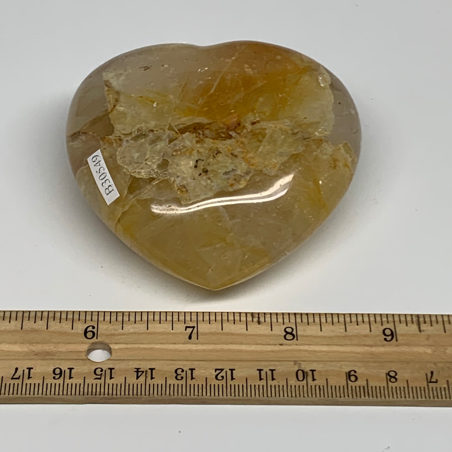 290.2g, 3"x3.2"x1.4" Yellow Healing Quartz Heart Crystal @Madagascar, B30549