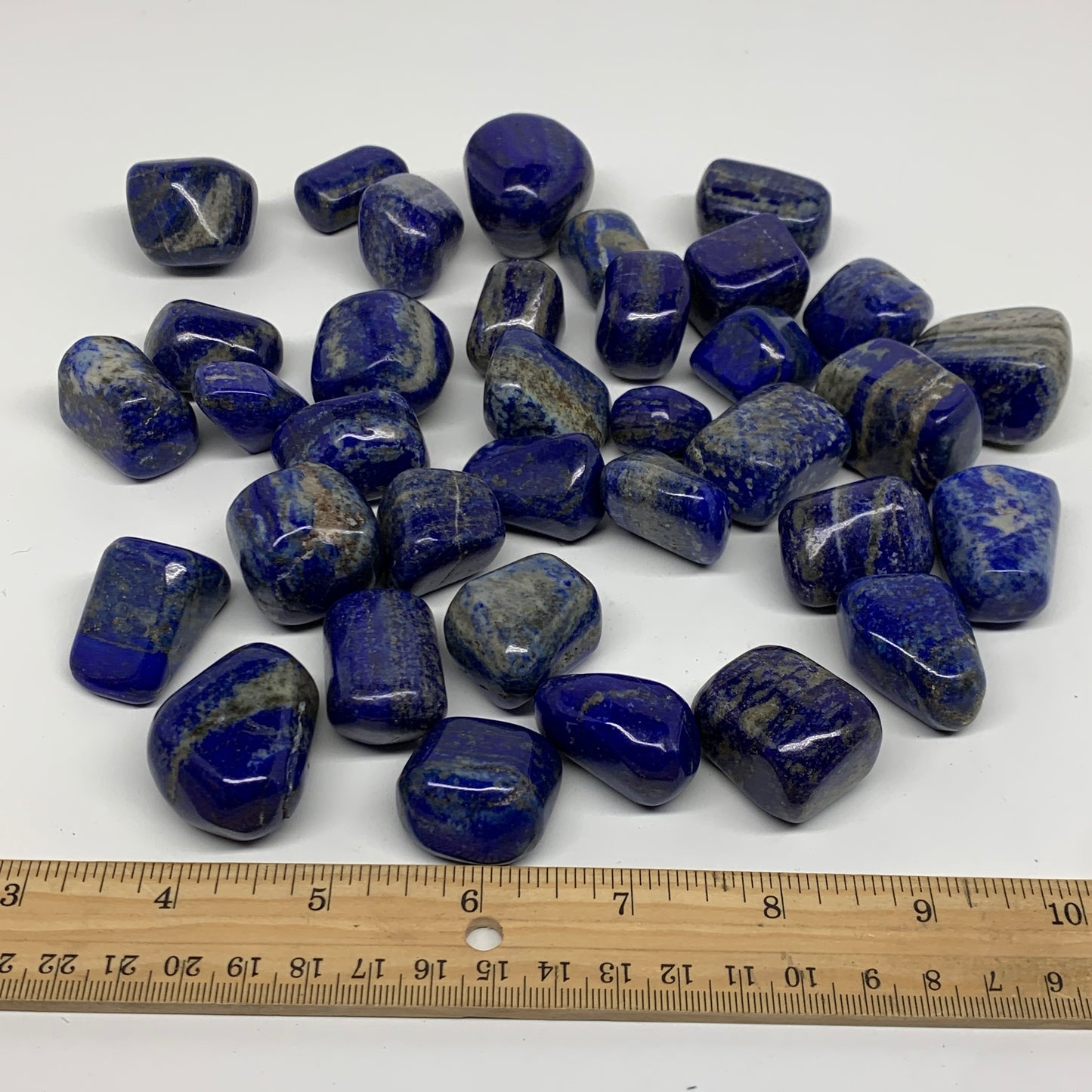 2.2 lb, 0.8"-1.4", 35 pcs, Lapis Lazuli Tumbled Stone Polished, B36973