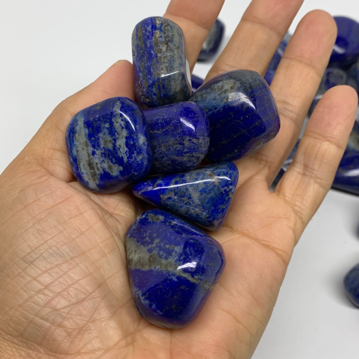 2.2 lb, 0.8"-1.4", 35 pcs, Lapis Lazuli Tumbled Stone Polished, B36973