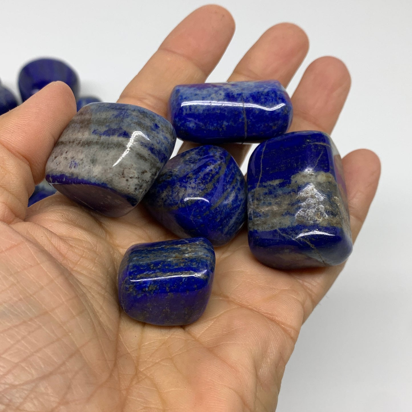 2.2 lb, 0.8"-1.4", 35 pcs, Lapis Lazuli Tumbled Stone Polished, B36973