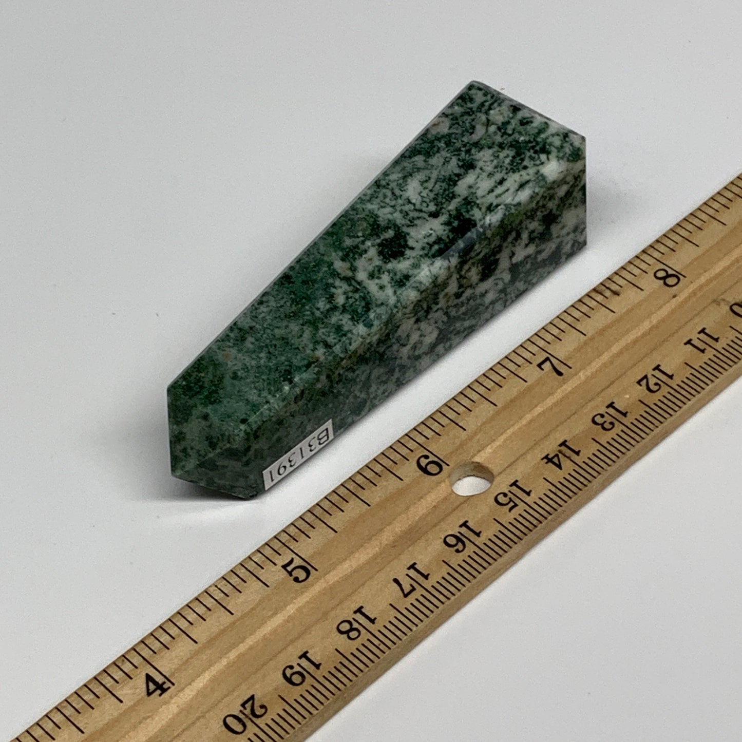 72.8g, 3.1"x0.9", Tree Agate Tower Obelisk Point Crystal @Brazil, B31391