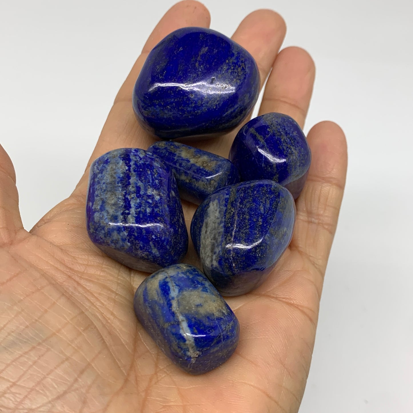 2.2 lb, 0.8"-1.4", 35 pcs, Lapis Lazuli Tumbled Stone Polished, B36973