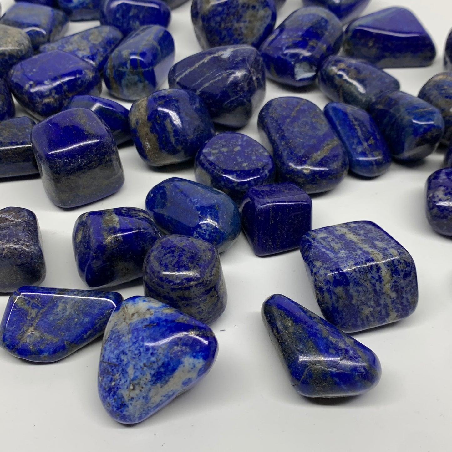 2.2 lb, 0.7"-1.5", 44 pcs, Lapis Lazuli Tumbled Stone Polished, B36974