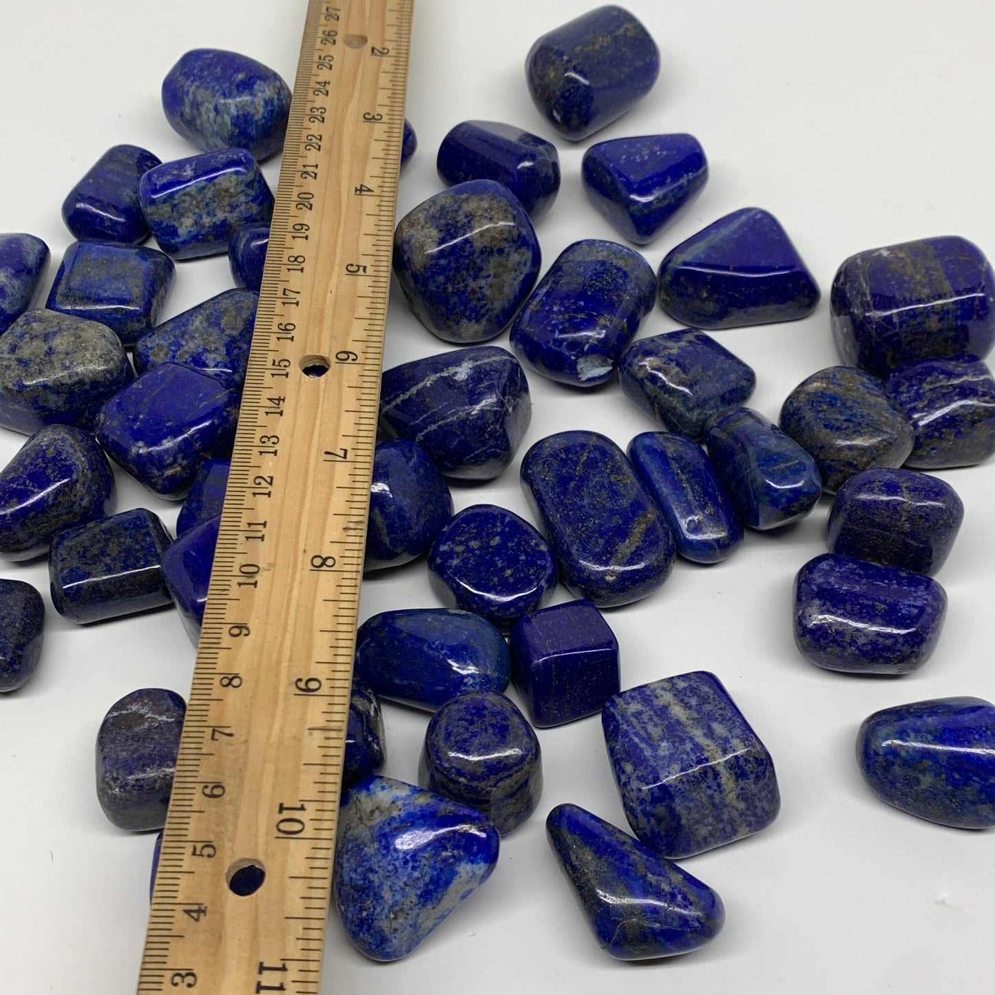 2.2 lb, 0.7"-1.5", 44 pcs, Lapis Lazuli Tumbled Stone Polished, B36974