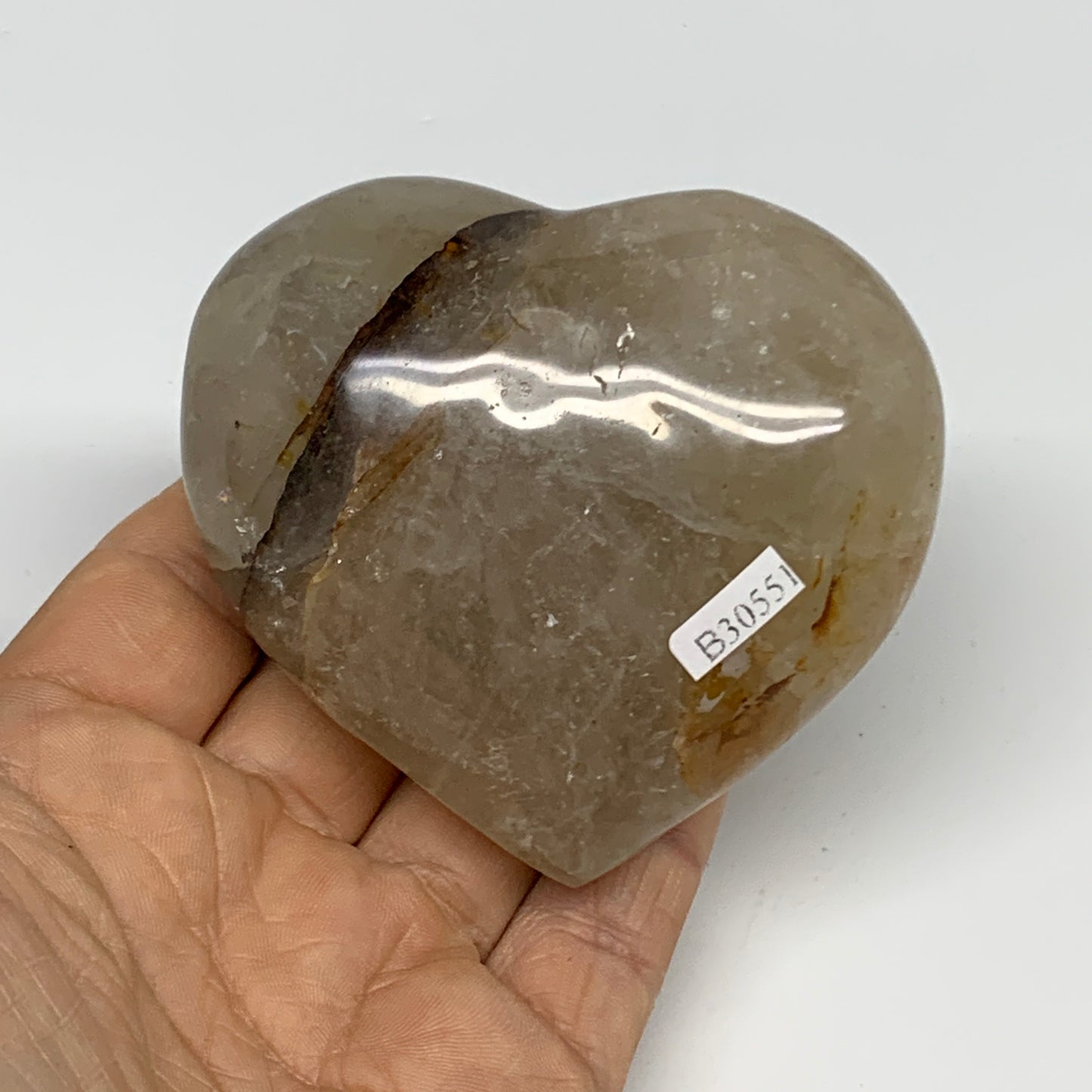 244.9g, 2.7"x3"x1.3" Yellow Healing Quartz Heart Crystal @Madagascar, B30551