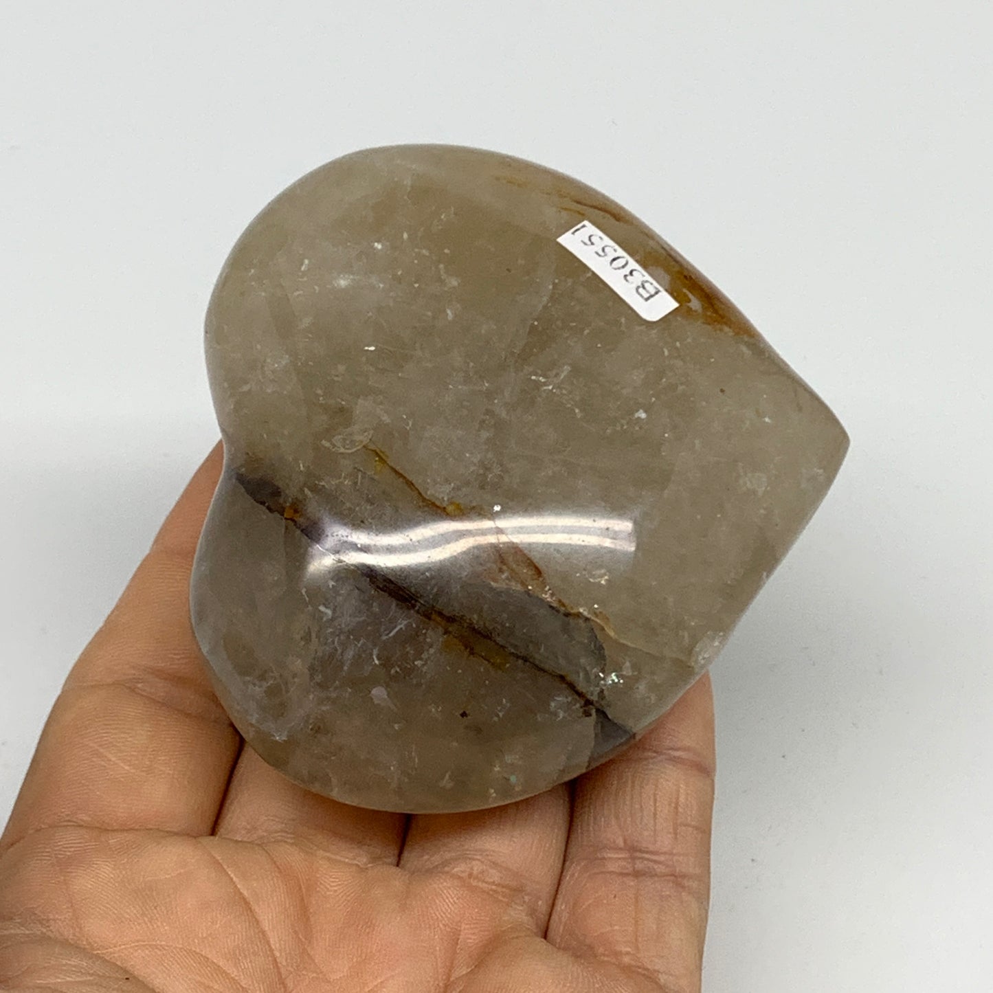 244.9g, 2.7"x3"x1.3" Yellow Healing Quartz Heart Crystal @Madagascar, B30551