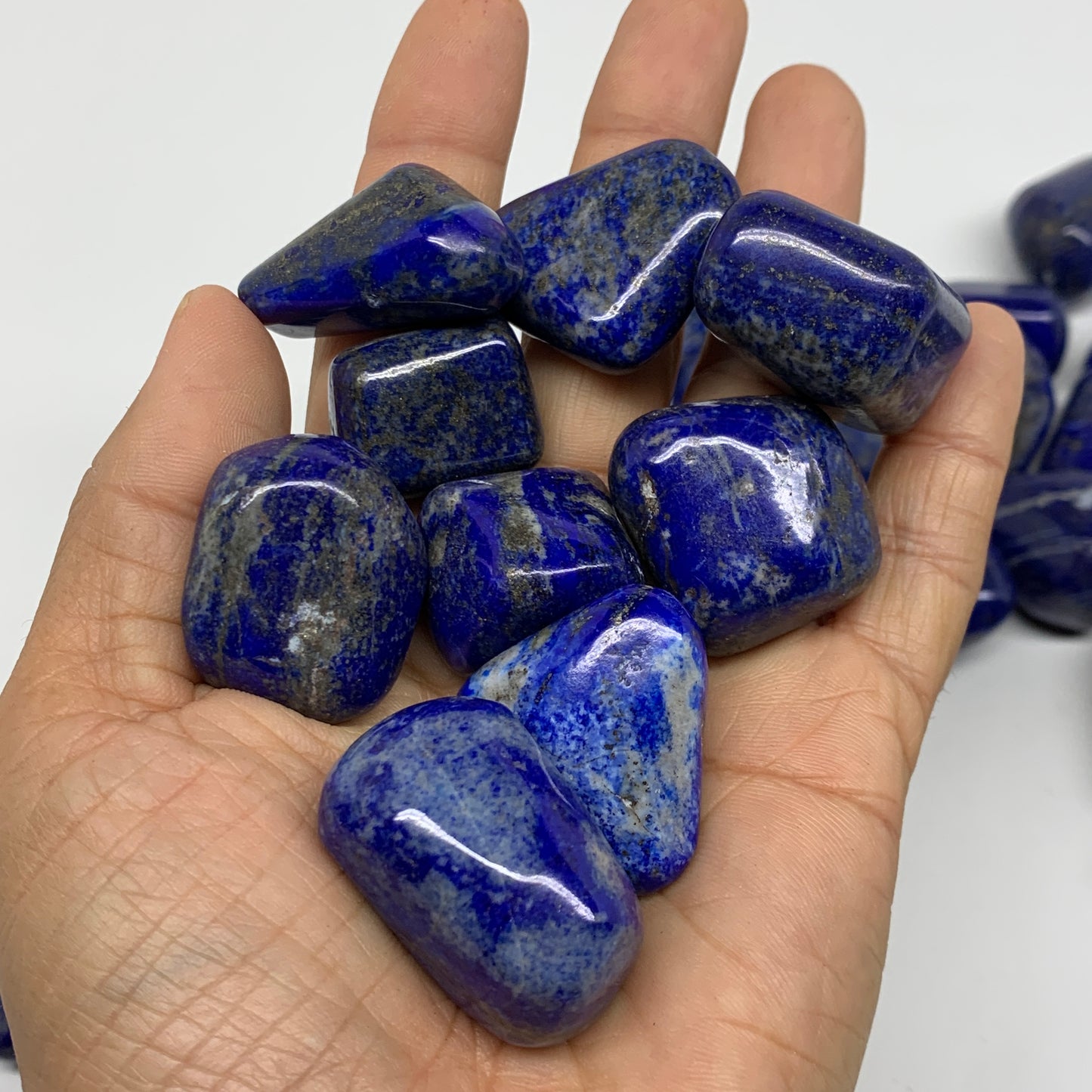 2.2 lb, 0.7"-1.5", 44 pcs, Lapis Lazuli Tumbled Stone Polished, B36974