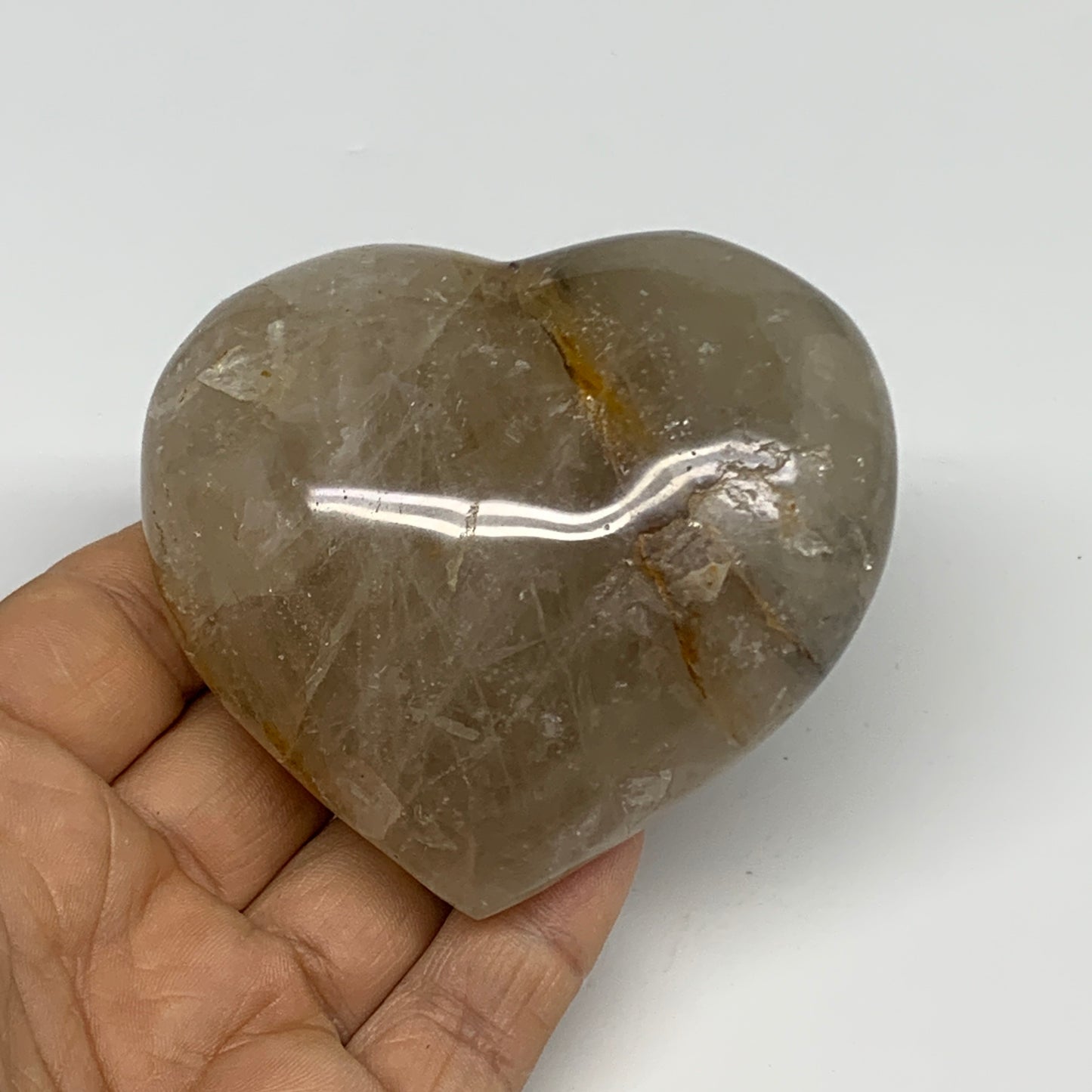 244.9g, 2.7"x3"x1.3" Yellow Healing Quartz Heart Crystal @Madagascar, B30551